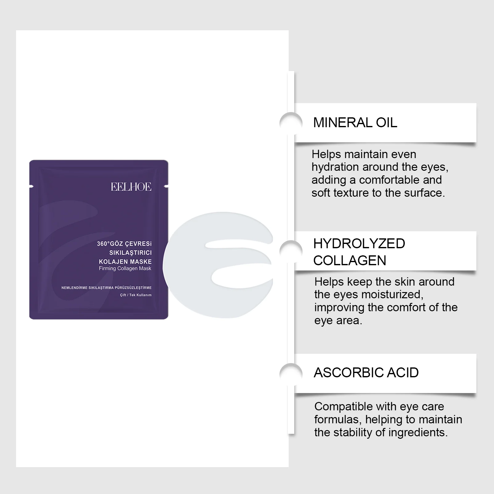 Collagen Eye Mask Patches - Firming & Hydrating Under Eye Treatment for Puffiness & Wrinkles - 5 Pcs 8 collagen eye mask patches firming hydrating cih 4fckybq8 desc 8