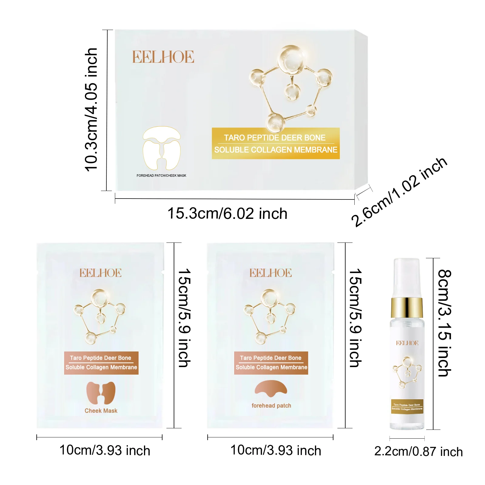 Collagen Facial Mask Patches Set Forehead & Cheek Anti-Wrinkle Soluble Firming Essence Treatment 1 collagen facial mask patches forehead cheek anti wrinkle solvable essence cih 2rzkfa52 desc 1
