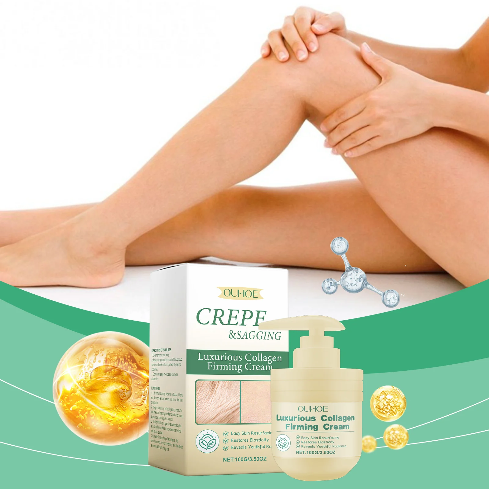 Collagen Firming Body Cream 100g with Hyaluronic Acid & Niacinamide for Deep Moisturizing & Anti-Aging 2 collagen firming body cream 100g cih yxebxz2s desc 2