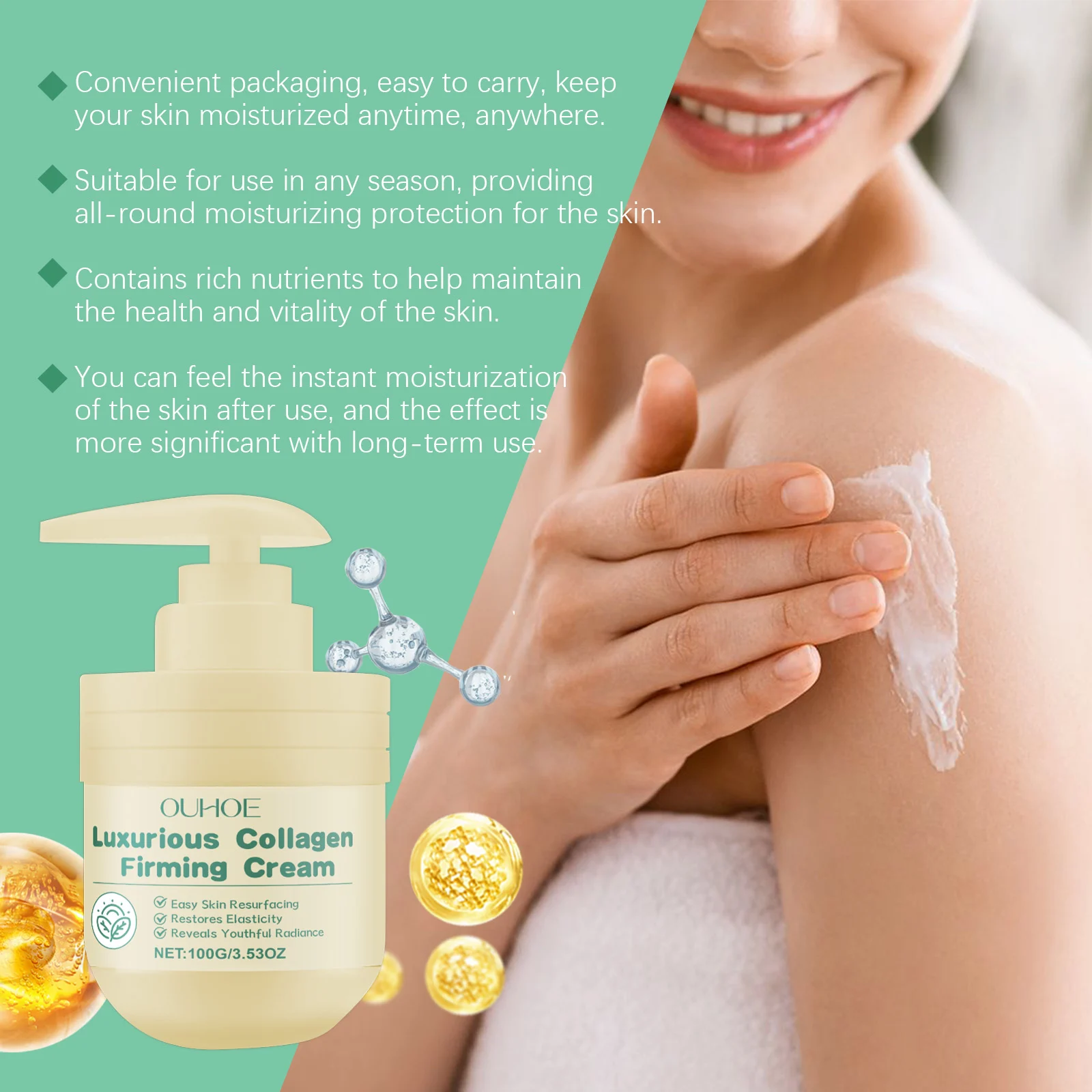 Collagen Firming Body Cream 100g with Hyaluronic Acid & Niacinamide for Deep Moisturizing & Anti-Aging 5 collagen firming body cream 100g cih yxebxz2s desc 5
