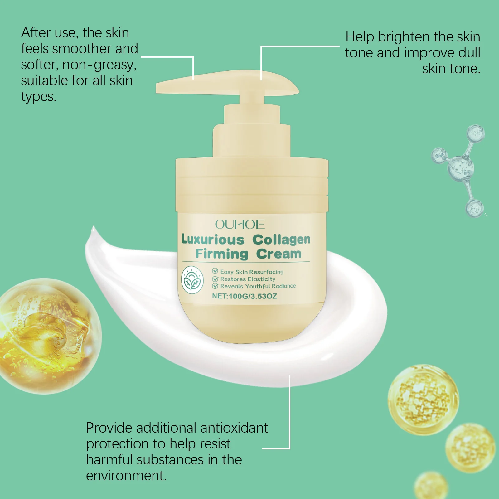 Collagen Firming Body Cream 100g with Hyaluronic Acid & Niacinamide for Deep Moisturizing & Anti-Aging 6 collagen firming body cream 100g cih yxebxz2s desc 6