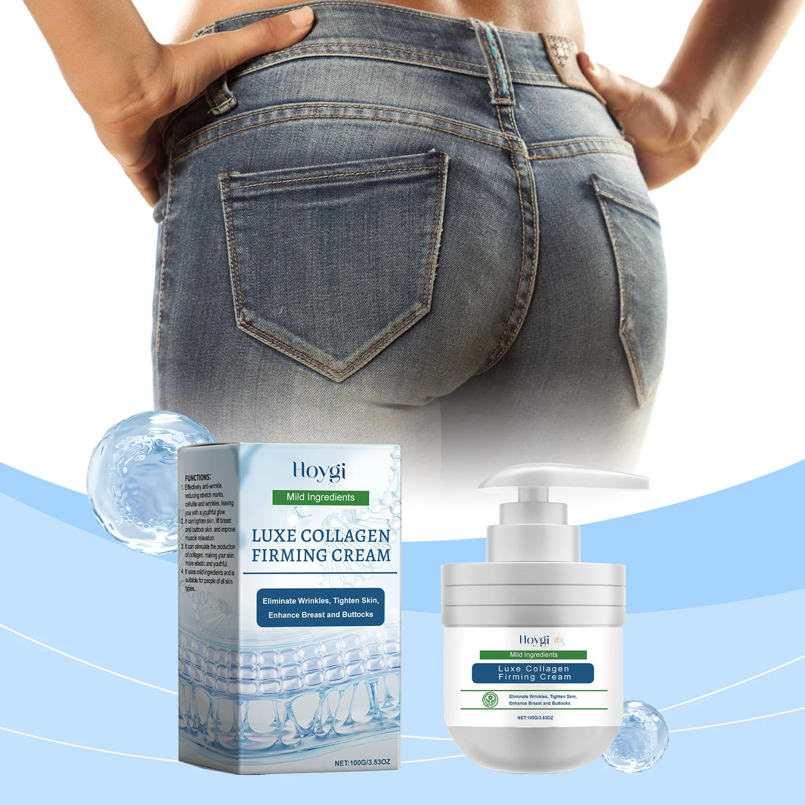 Collagen Firming Body Cream Tighten Skin Lift Breast Buttocks Anti-Wrinkle Moisturizing 100g 2 collagen firming body cream tighten skin lift breast buttocks anti wrinkle moisturizing 100g cih u3gta6j3 desc 2