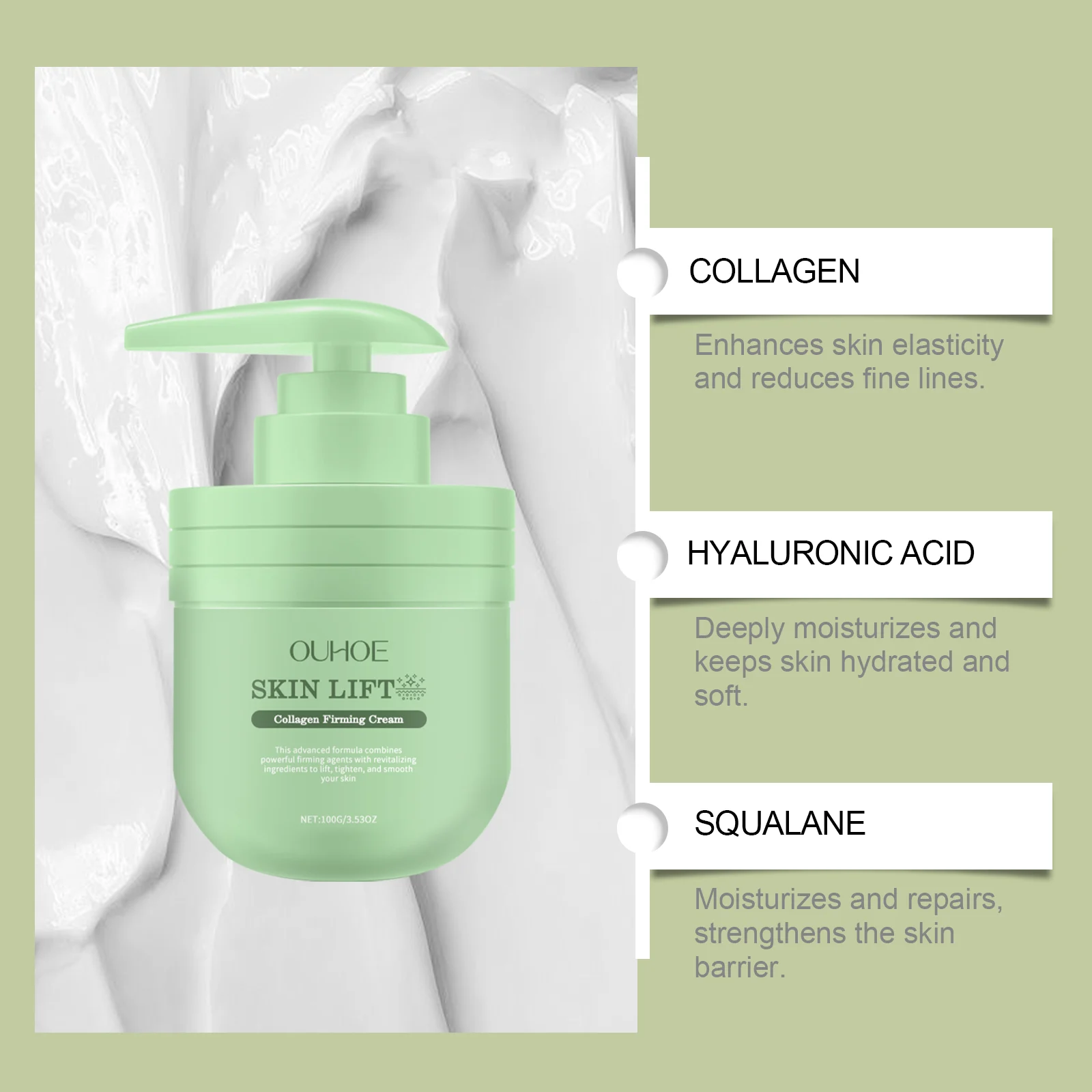 Collagen Firming Cream 100g Deeply Hydrating Anti-Wrinkle Body Moisturizer for Firmer, Brighter Skin 5 collagen firming cream 100g cih emj4wyss desc 5