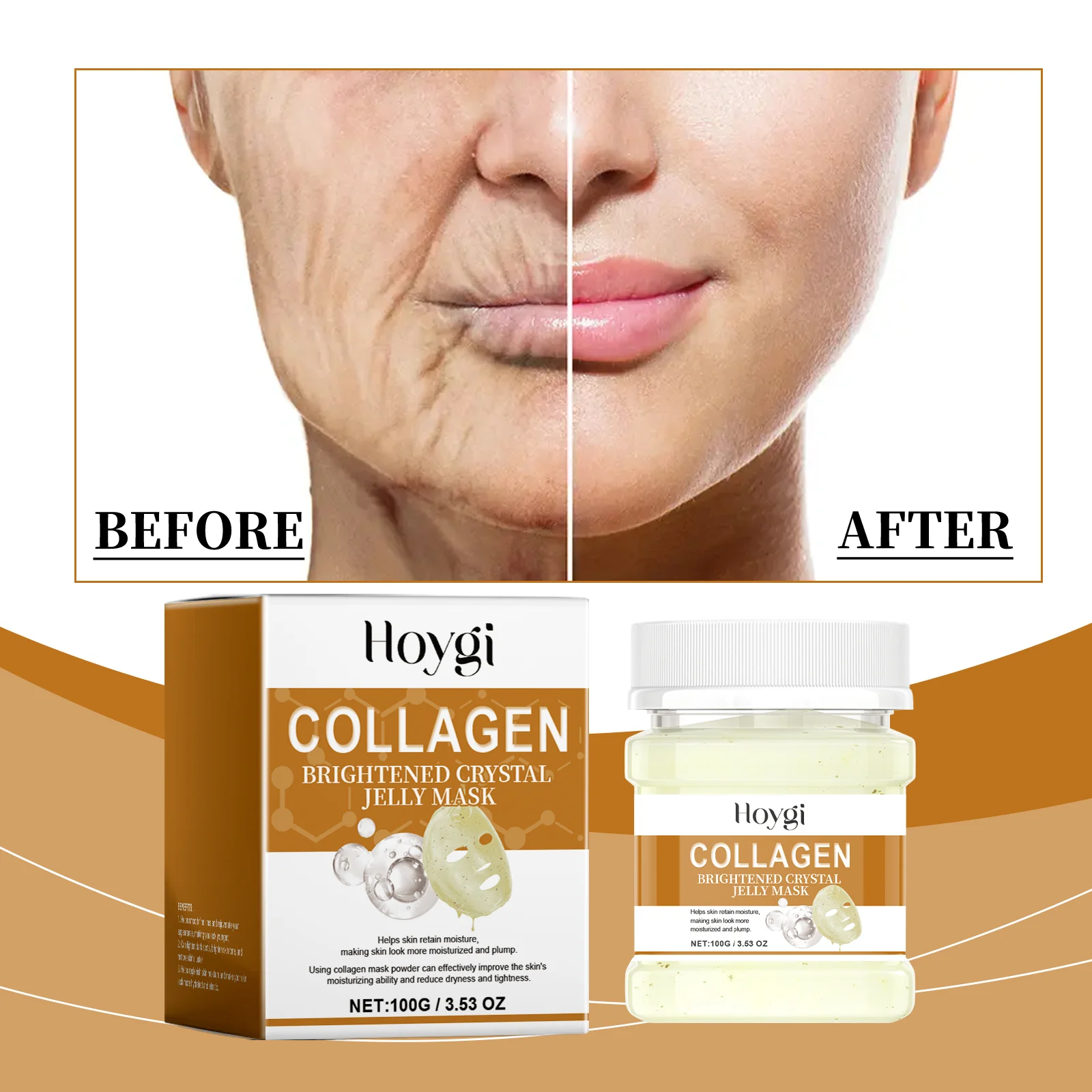 Collagen Moisturizing Jelly Mask Powder 100g Hydrate Brighten Skin Reduce Dark Spots & Wrinkles 2 collagen moisturizing jelly mask powder 100g cih dhecs65n desc 2