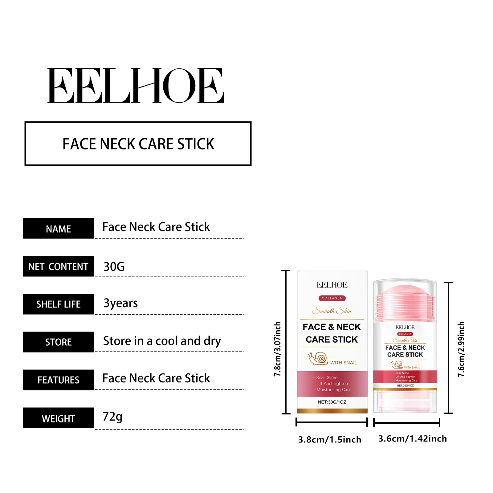Collagen Moisturizing Stick 30g for Face & Neck, Hydrating Firming Anti-Aging Care 1 collagen moisturizing stick 30g cih kgkurhwf desc 1