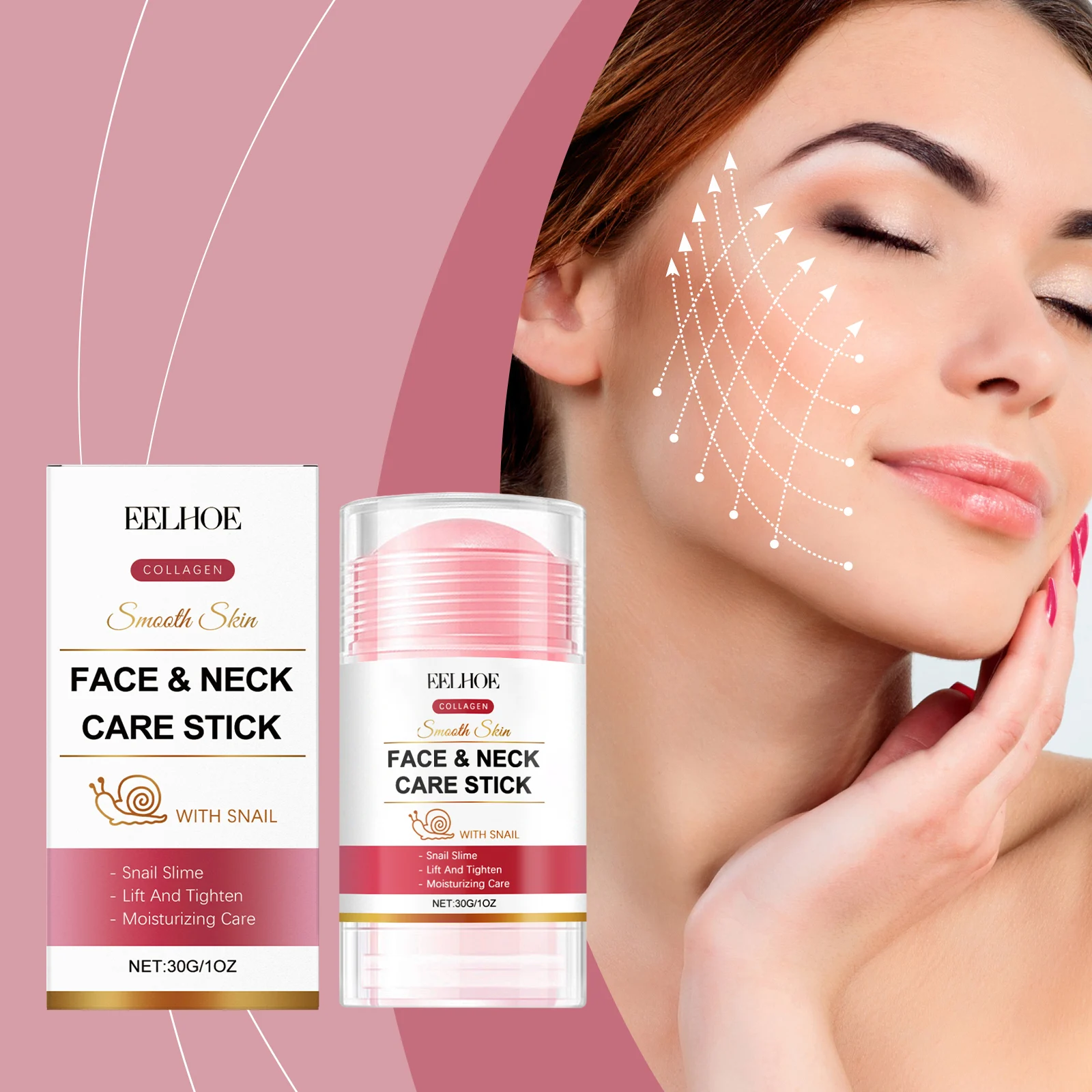Collagen Moisturizing Stick 30g for Face & Neck, Hydrating Firming Anti-Aging Care 2 collagen moisturizing stick 30g cih kgkurhwf desc 2