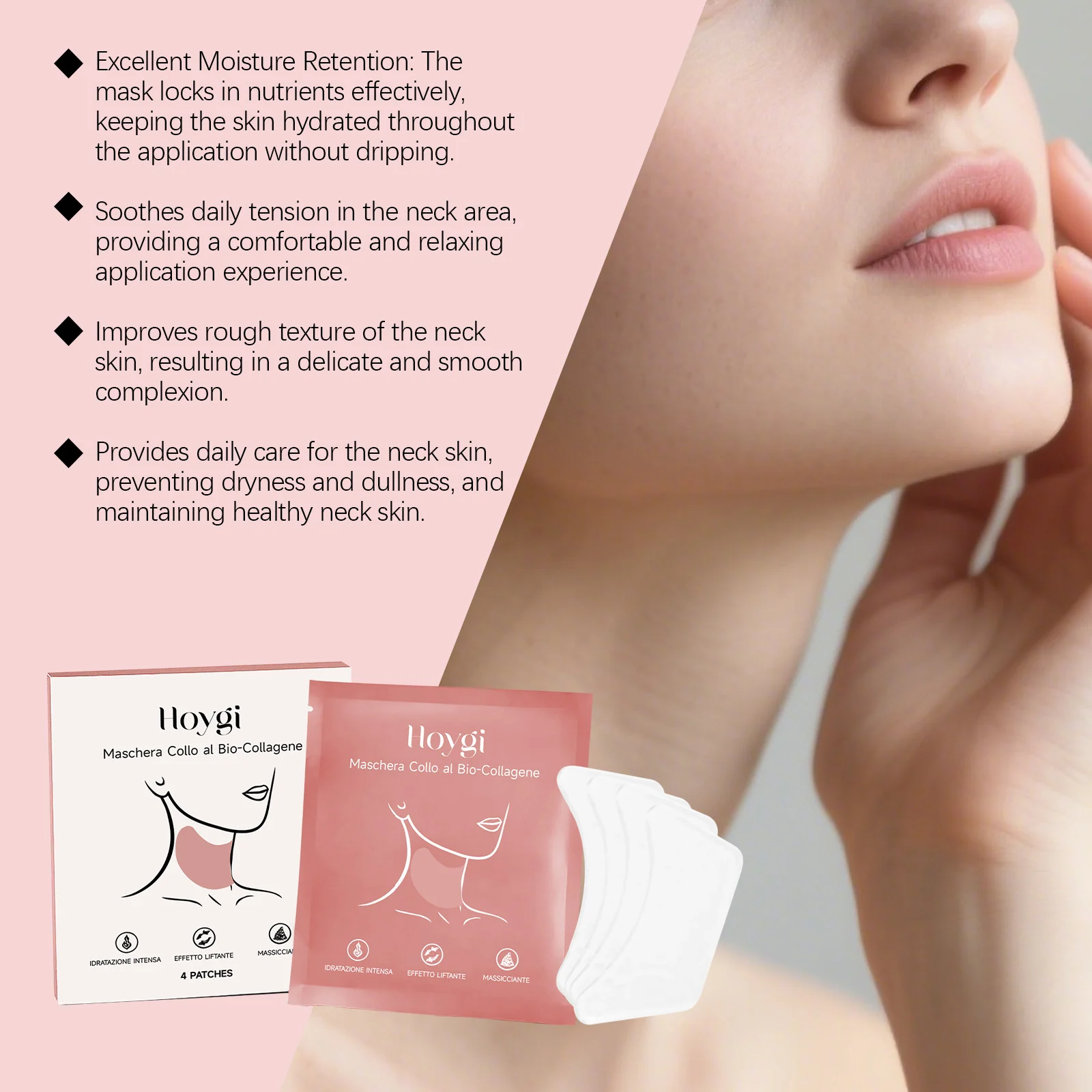Collagen Neck Mask Hydrating Firming Anti-Aging Skin Care 4pcs 8 collagen neck mask hydrating firming 4pcs cih hmx35ay3 desc 8