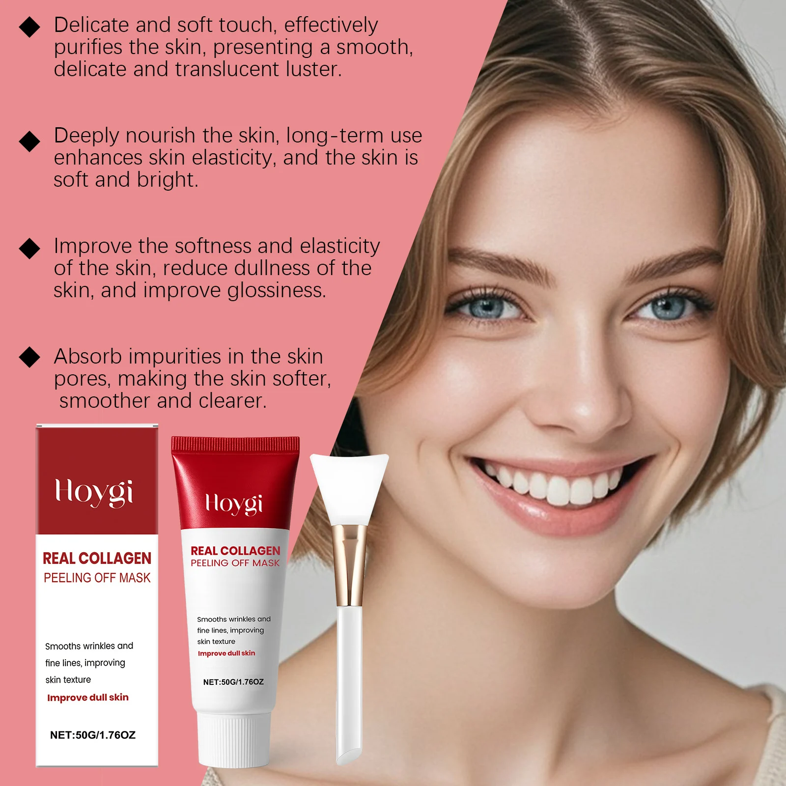 Hoygi Real Collagen Peel Off Mask for Deep Cleansing, Moisturizing & Wrinkle Smoothing 6 collagen peel off face mask der stqqm3vw desc 6
