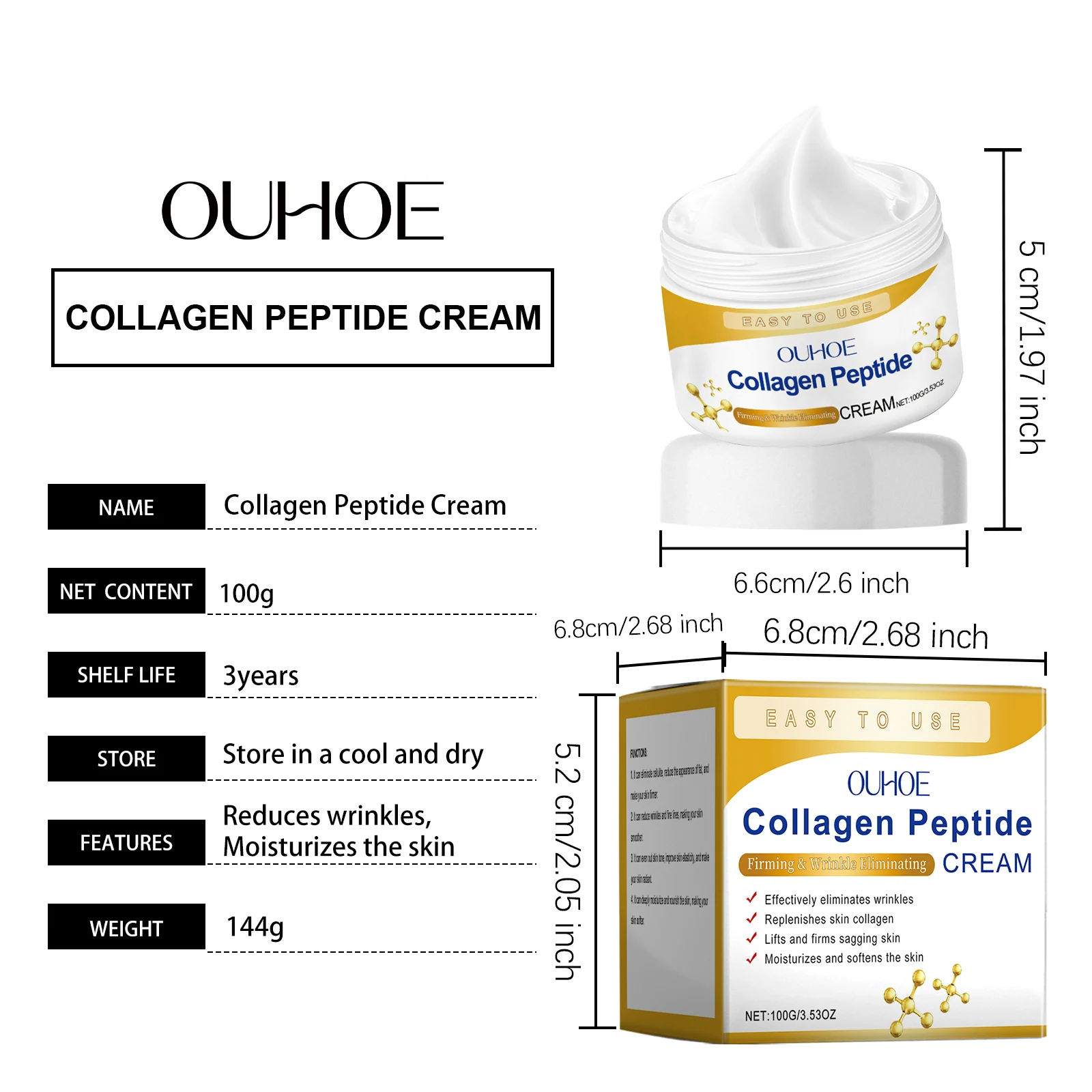 Collagen Peptide Firming Moisturizer 100g for Wrinkle Reduction and Deep Hydration 1 collagen peptide firming moisturizer 100g cih pwfav6ep desc 1