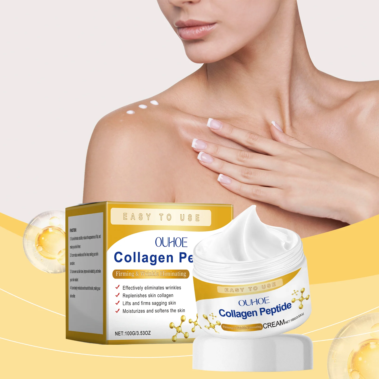 Collagen Peptide Firming Moisturizer 100g for Wrinkle Reduction and Deep Hydration 2 collagen peptide firming moisturizer 100g cih pwfav6ep desc 2