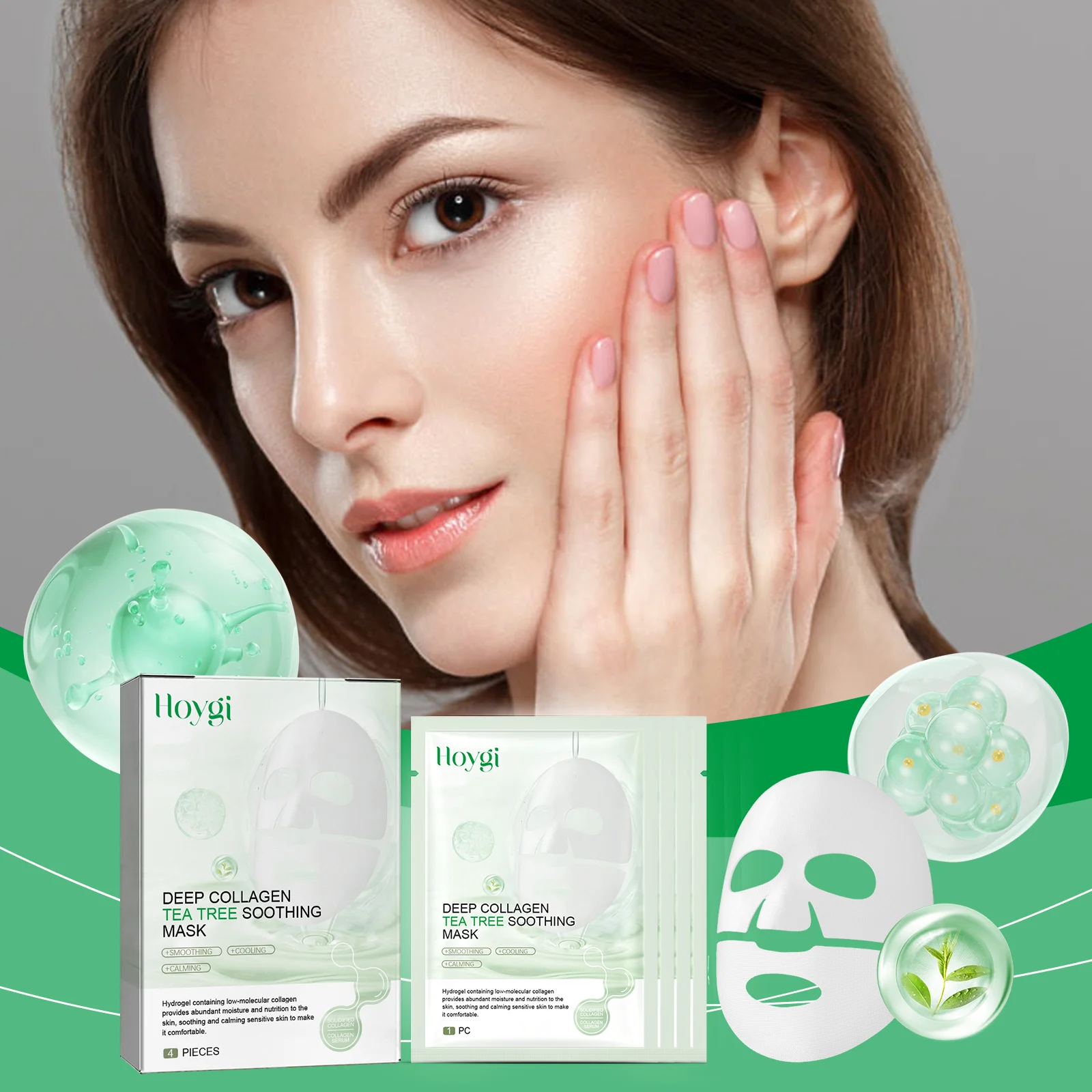 Hoygi Deep Collagen Tea Tree Soothing Hydrogel Mask for Face Moisturizing and Calming 2 collagen soothing hydrogel mask cih mzqsgczg desc 2