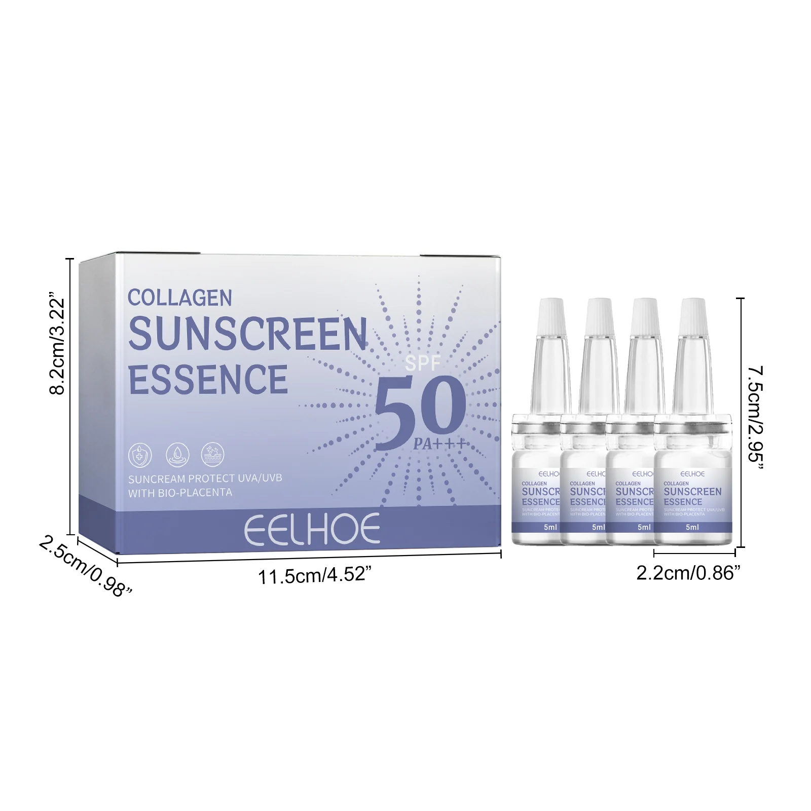 Collagen Sunscreen Essence SPF50 PA+++ 5ml x 4 for Brightening & Anti-Aging 1 collagen sunscreen essence spf50 5ml x4 cih h7sn9phc desc 1