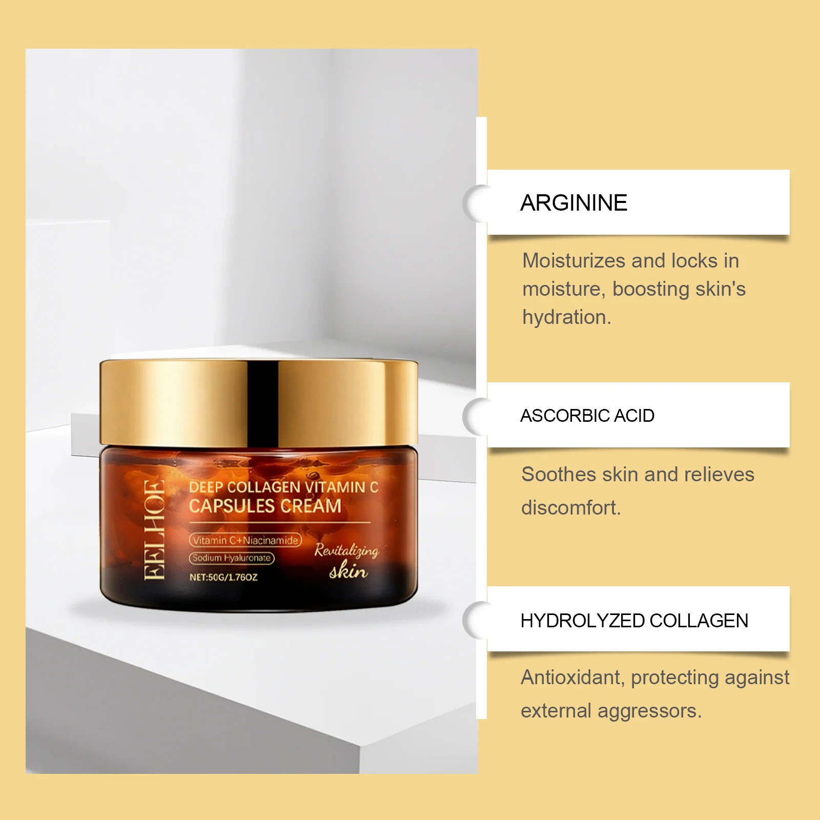 Collagen Vitamin C Capsule Cream 50g for Hydration and Skin Brightening 9 collagen vitamin c capsule cream 50g der 73gsaft7 desc 9