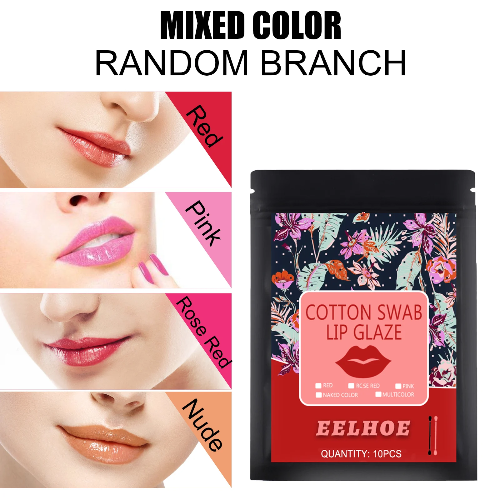 Cotton Swab Lip Glaze 10pcs Disposable Lip Stain with Lip Brush Non-Stick Cup 2 cotton swab lip glaze 10pcs disposable lip stain cih emrvqpb2 desc 2
