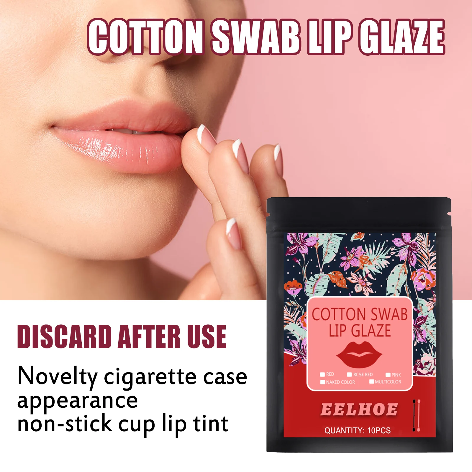Cotton Swab Lip Glaze 10pcs Disposable Lip Stain with Lip Brush Non-Stick Cup 4 cotton swab lip glaze 10pcs disposable lip stain cih emrvqpb2 desc 4