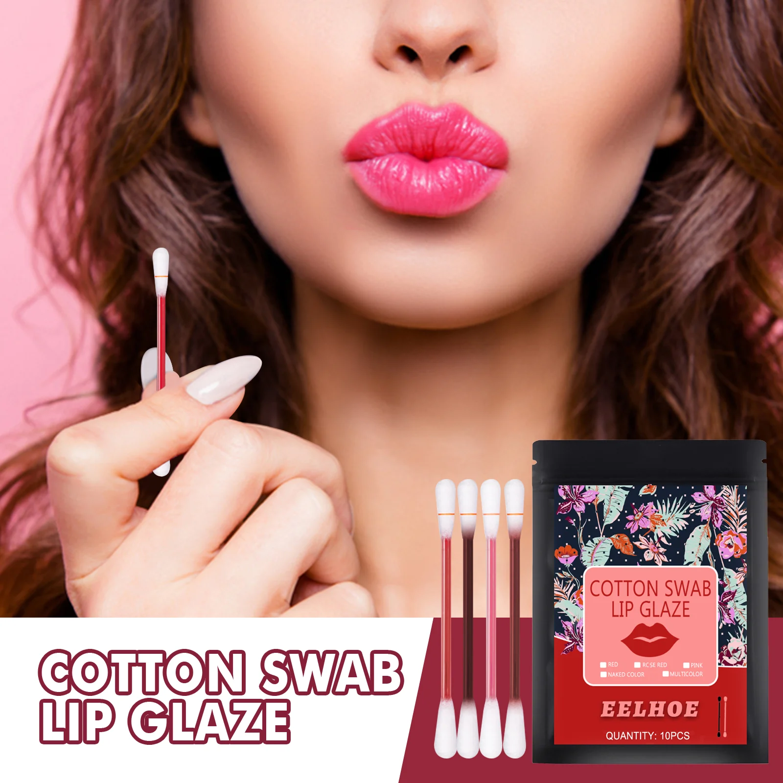 Cotton Swab Lip Glaze 10pcs Disposable Lip Stain with Lip Brush Non-Stick Cup 5 cotton swab lip glaze 10pcs disposable lip stain cih emrvqpb2 desc 5