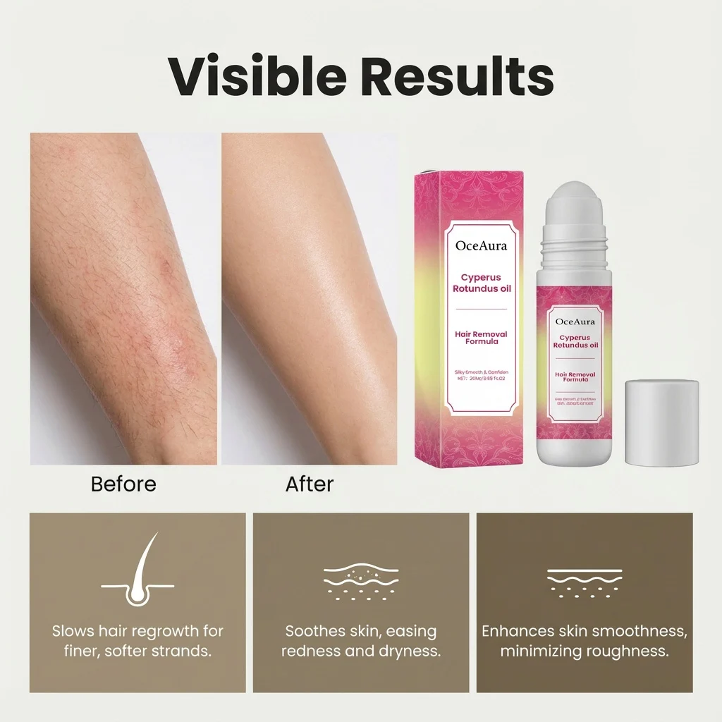 Cyperus Rotundus Care Oil for Hair Removal, 20ml Roll-On Soothing Serum 9 cyperus rotundus care oil 20ml roll on der cgcad9gp desc 9