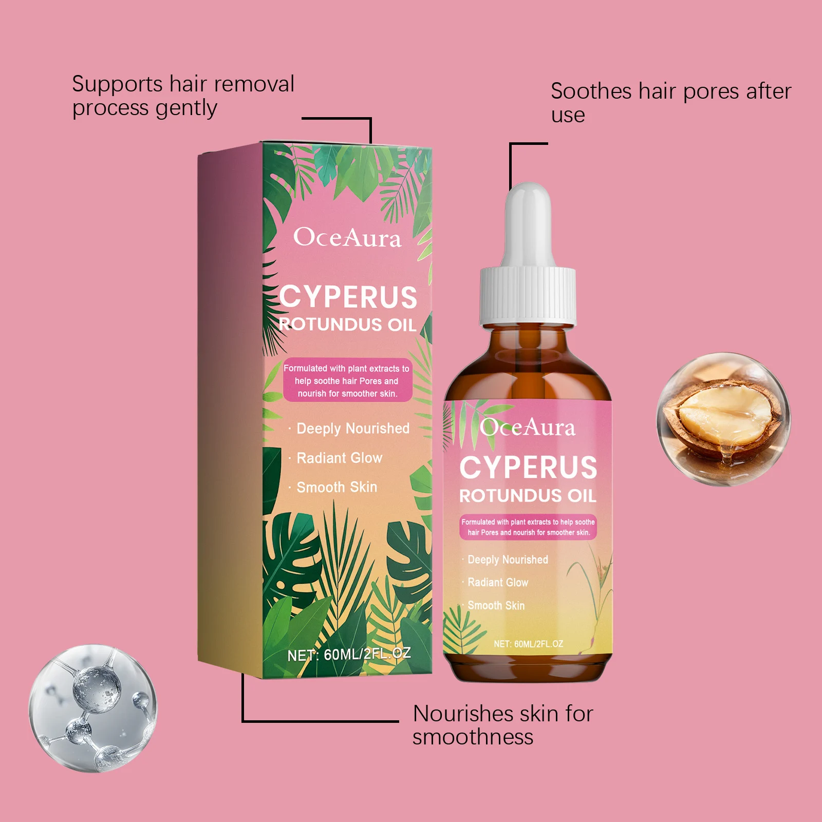 Hair Removal Essence with Cyperus Rotundus Oil 60ml for Smooth Skin and Soothing Pores 9 cyperus rotundus oil hair removal essence 60ml der 64yqarf9 desc 9