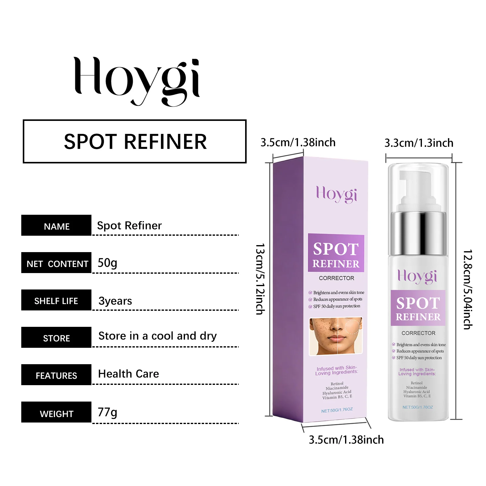 Hoygi SPOT REFINER CORRECTOR SPF 50 Daily Sun Protection Face Cream with Niacinamide & Hyaluronic Acid 1 daily face sunscreen spot corrector der 4cpnnymx desc 1