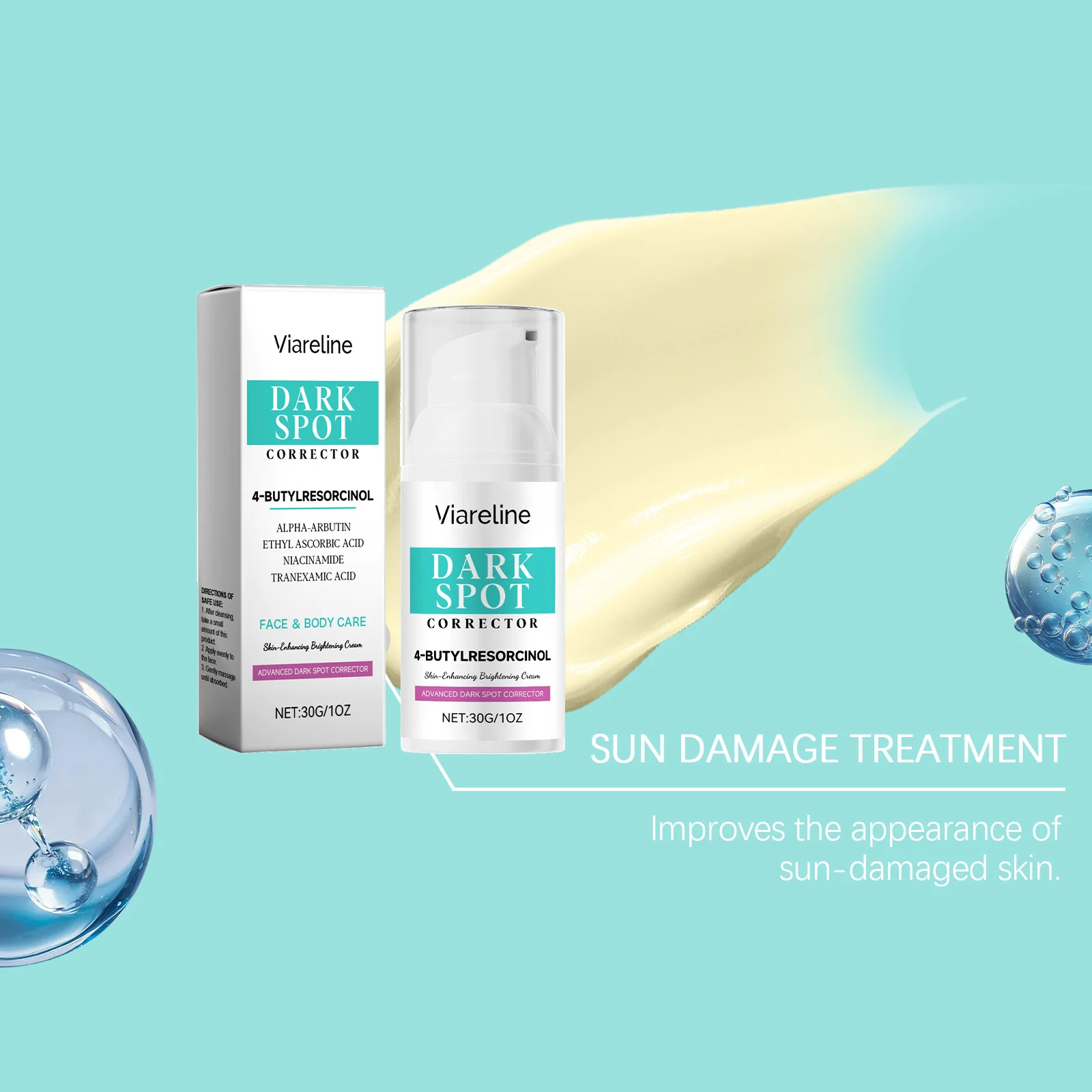 Viareline Dark Spot Corrector Skin-Enhancing Brightening Cream with 4-Butylresorcinol & Hyaluronic Acid 7 dark spot corrector brightening cream der htk4h7jd desc 7