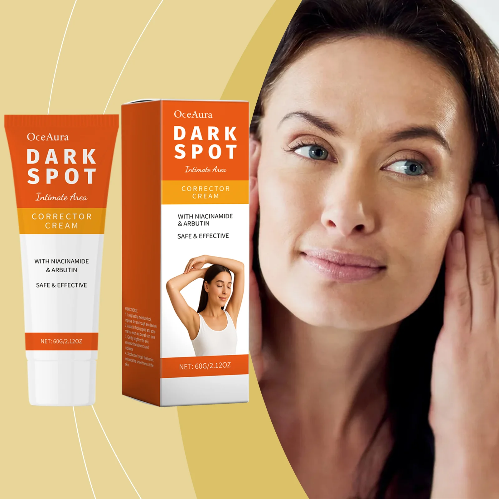 Dark Spot Corrector Cream 60g for Intimate Areas & All Over Body with Niacinamide & Arbutin 2 dark spot intimate area corrector cream 60g cih rmureae6 desc 2