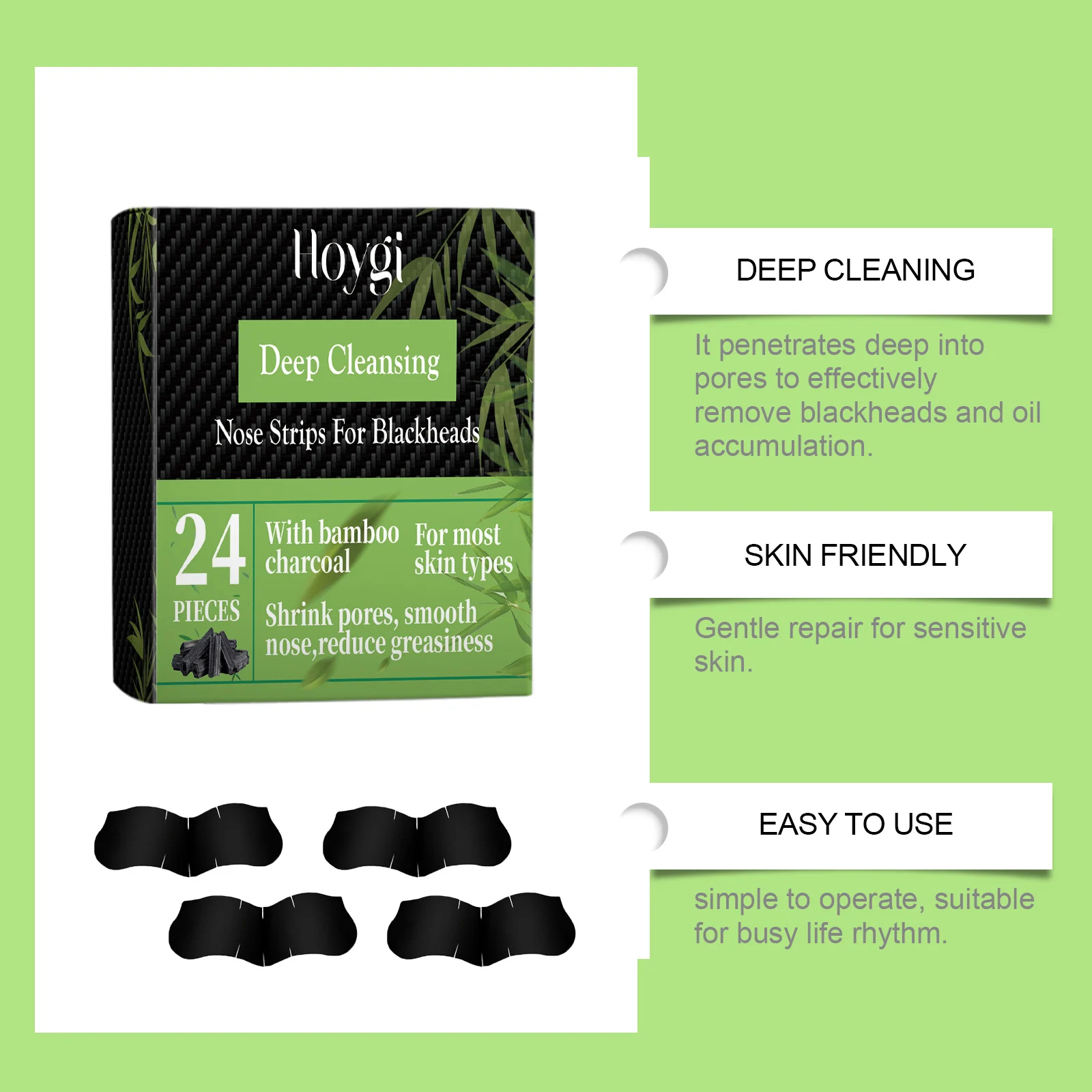 Hoygi Deep Cleansing Nose Strips For Blackheads With Bamboo Charcoal 8 deep cleansing nose strips cih c44pmbk6 desc 8