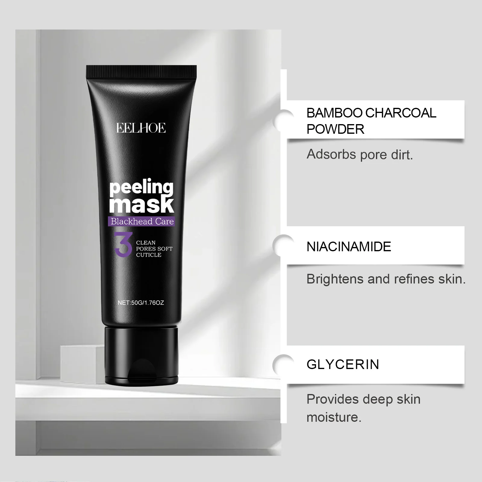 Deep Cleansing Peel-Off Mask with Hydrolyzed Collagen & Bamboo Charcoal for Clear Pores - 50g 5 deep cleansing peel off mask hydrolyzed collagen bamboo charcoal 50g der h83ahgp3 desc 5