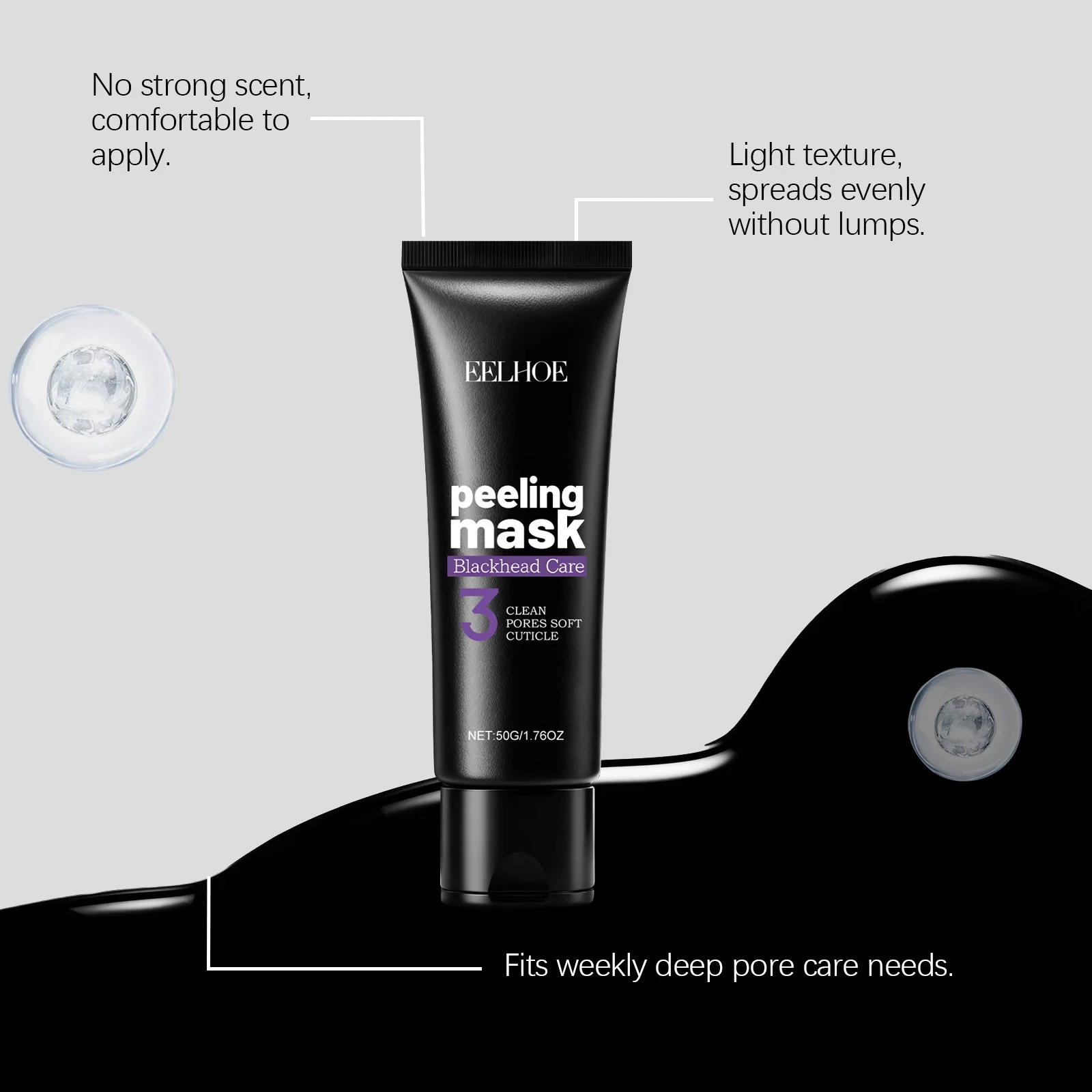 Deep Cleansing Peel-Off Mask with Hydrolyzed Collagen & Bamboo Charcoal for Clear Pores - 50g 6 deep cleansing peel off mask hydrolyzed collagen bamboo charcoal 50g der h83ahgp3 desc 6