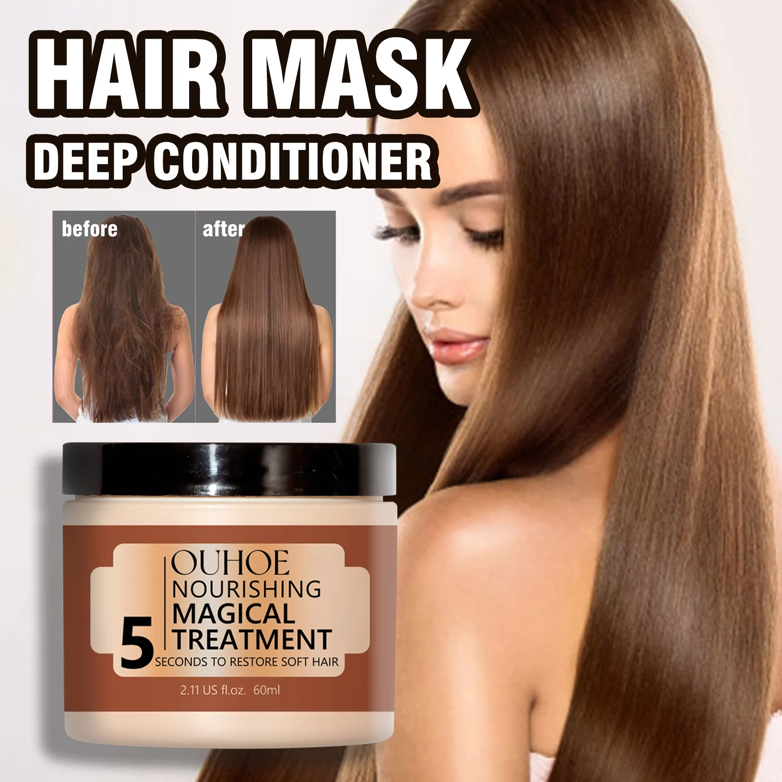 Deep Conditioner Hair Mask 60ml for Damaged Hair Repair, Heat Styling Recovery and Split Ends 2 deep conditioner hair mask 60ml cih e899ry2a desc 2