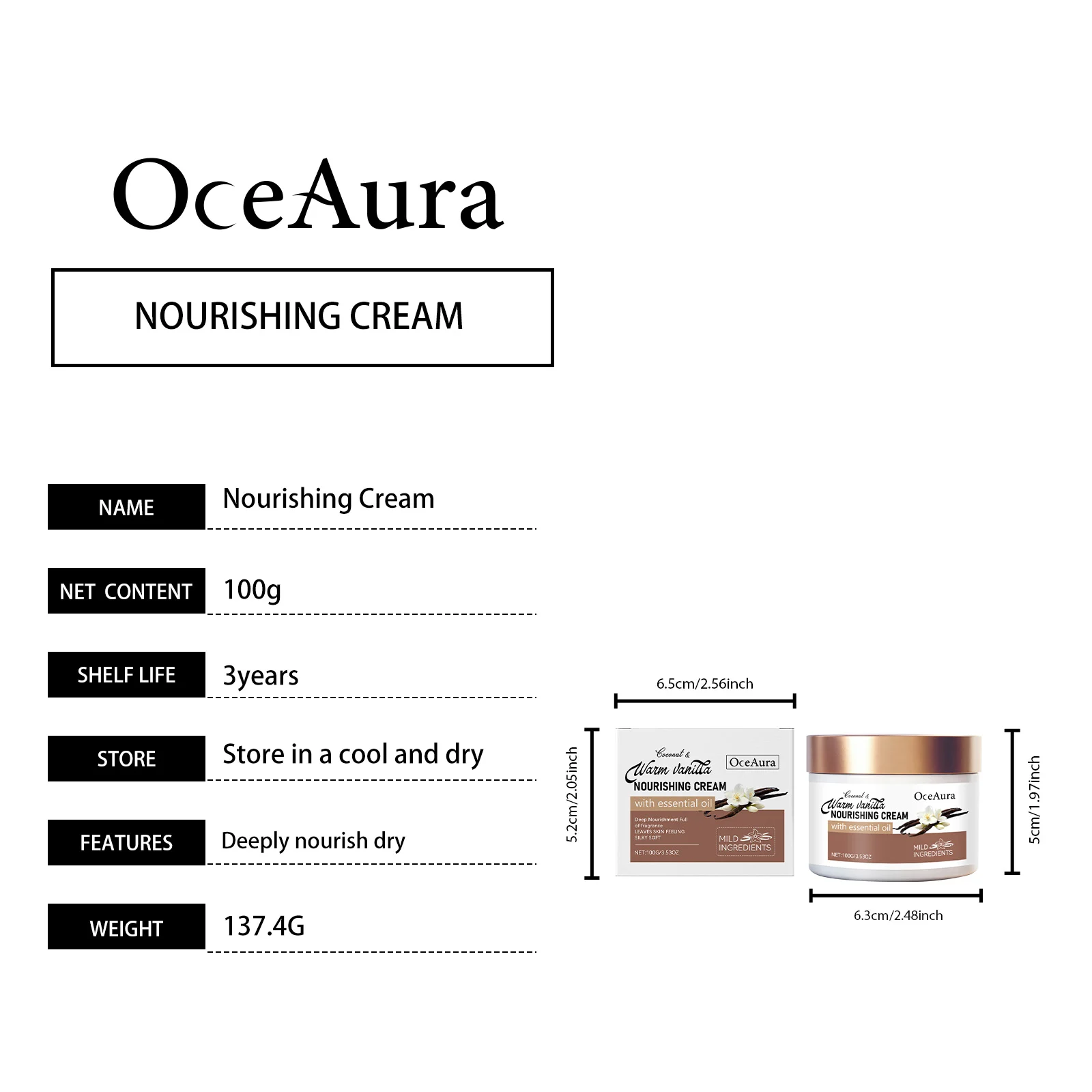 Deep Nourishing Body Cream 100g with Coconut & Vanilla for Intense Hydration and Skin Repair 1 deep nourishing body cream 100g coconut vanilla der e9e3a7dj desc 1