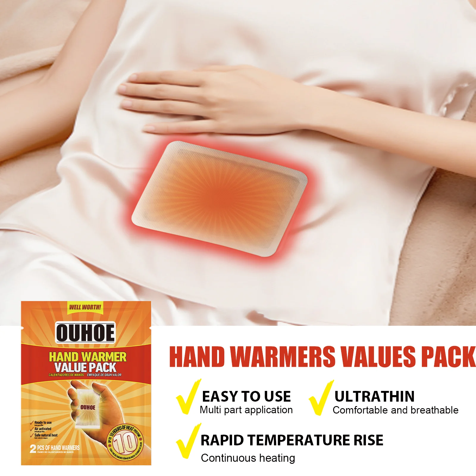 OUHOE Disposable Air-Activated Hand Warmers, 40 Pack - Up to 10 Hours Heat 6 disposable hand warmers pack cih yfrqdffe desc 6