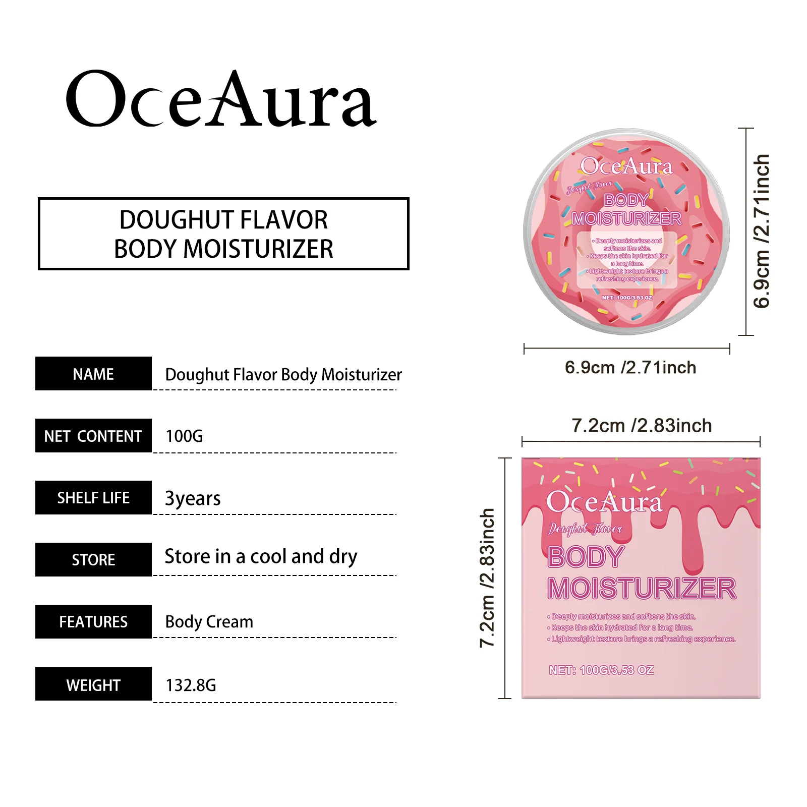 Doughnut Body Moisturizer 100g Deeply Hydrates & Softens Skin Lightweight Cream 1 doughnut body moisturizer 100g cih 4ufa3ws2 desc 1