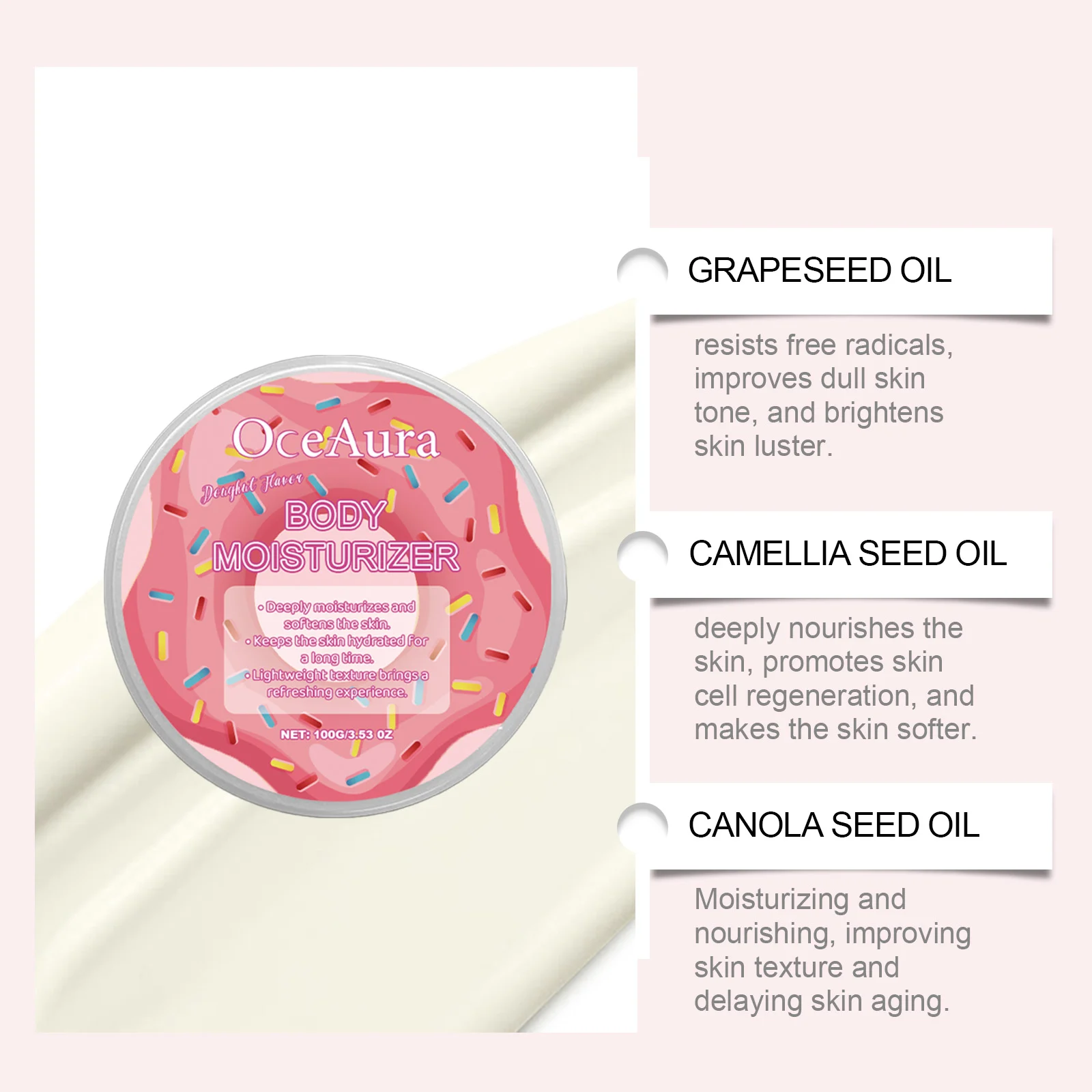 Doughnut Body Moisturizer 100g Deeply Hydrates & Softens Skin Lightweight Cream 5 doughnut body moisturizer 100g cih 4ufa3ws2 desc 5