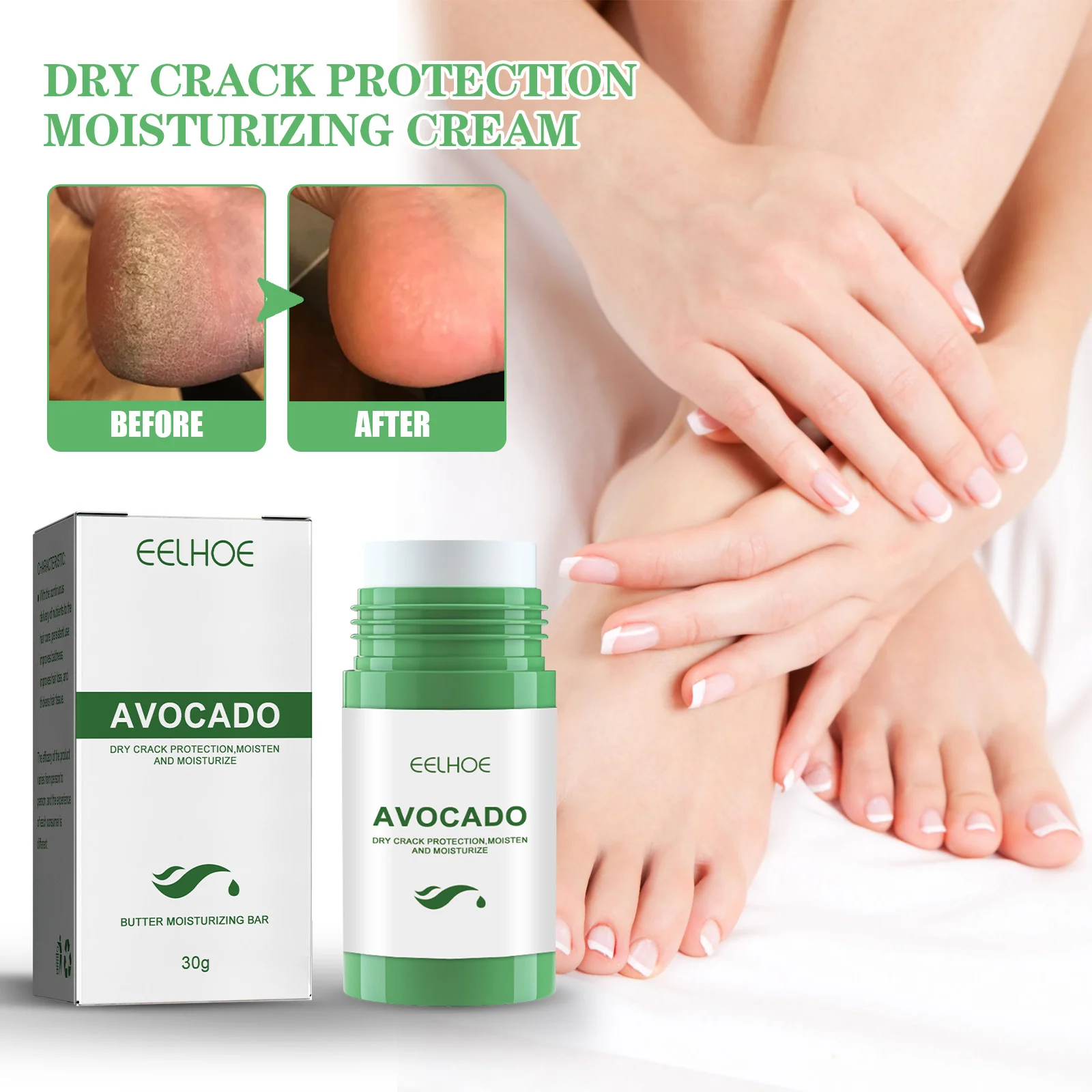 Dry Crack Protection Hand Foot Cream 30g Avocado Moisturizing Repair Balm for Chapped Skin 1 dry crack protection hand foot cream 30g avocado cih 3v5w7frv desc 1