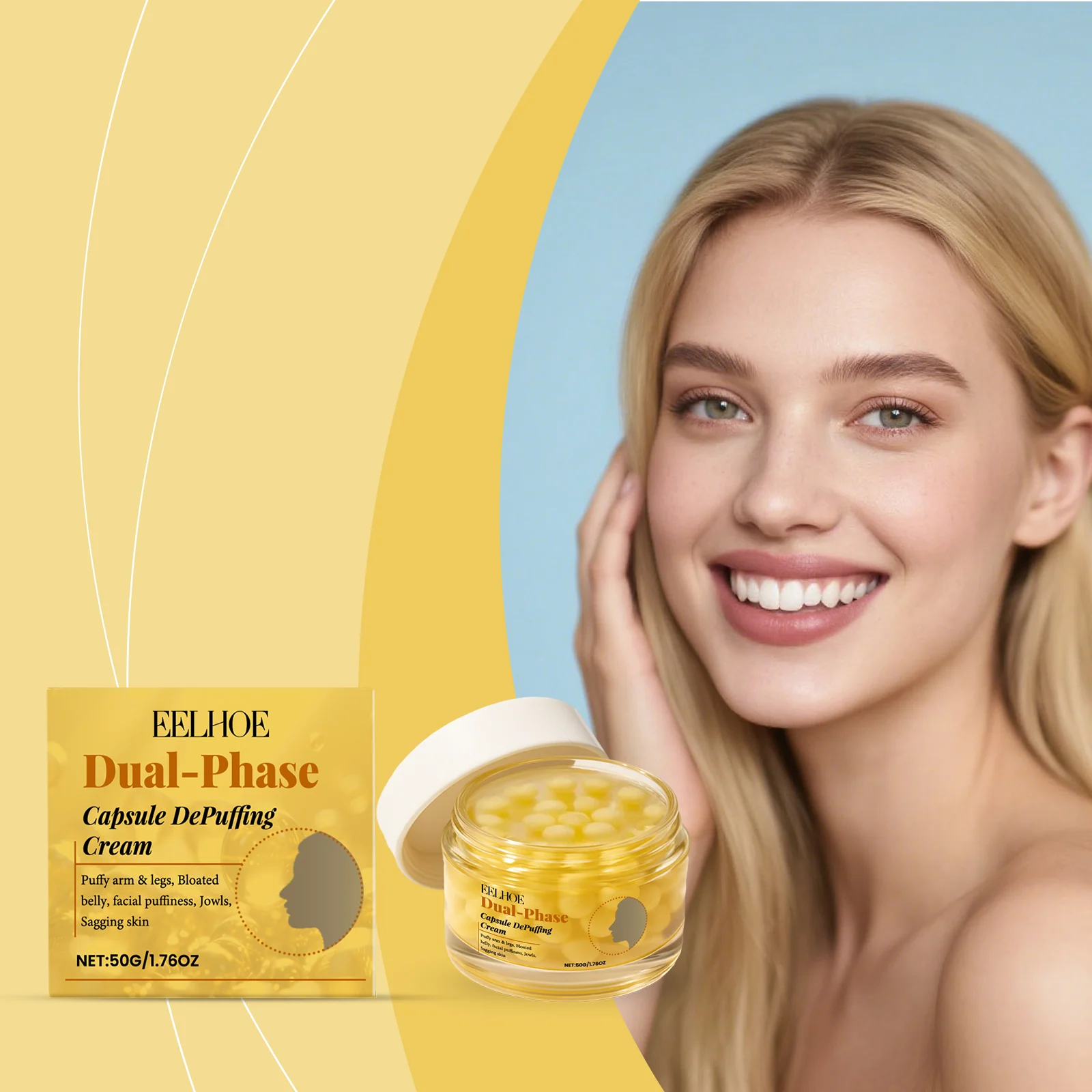 Dual-Phase Capsule Depuffing Cream - EELHOE Gentle Firming Body Cream for Smooth, Bouncy Skin 2 dual phase capsule depuffing cream eelhoe der m9mxkjmy desc 2