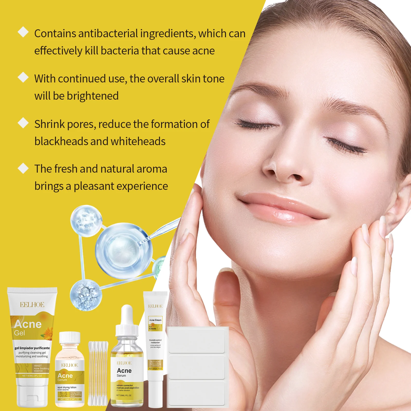 Acne Care Set for Face & Body with Salicylic Acid & Niacinamide - Complete Blemish Solution Kit 8 eelhoe acne care set complete blemish solution kit cih 4ve2q26k desc 8