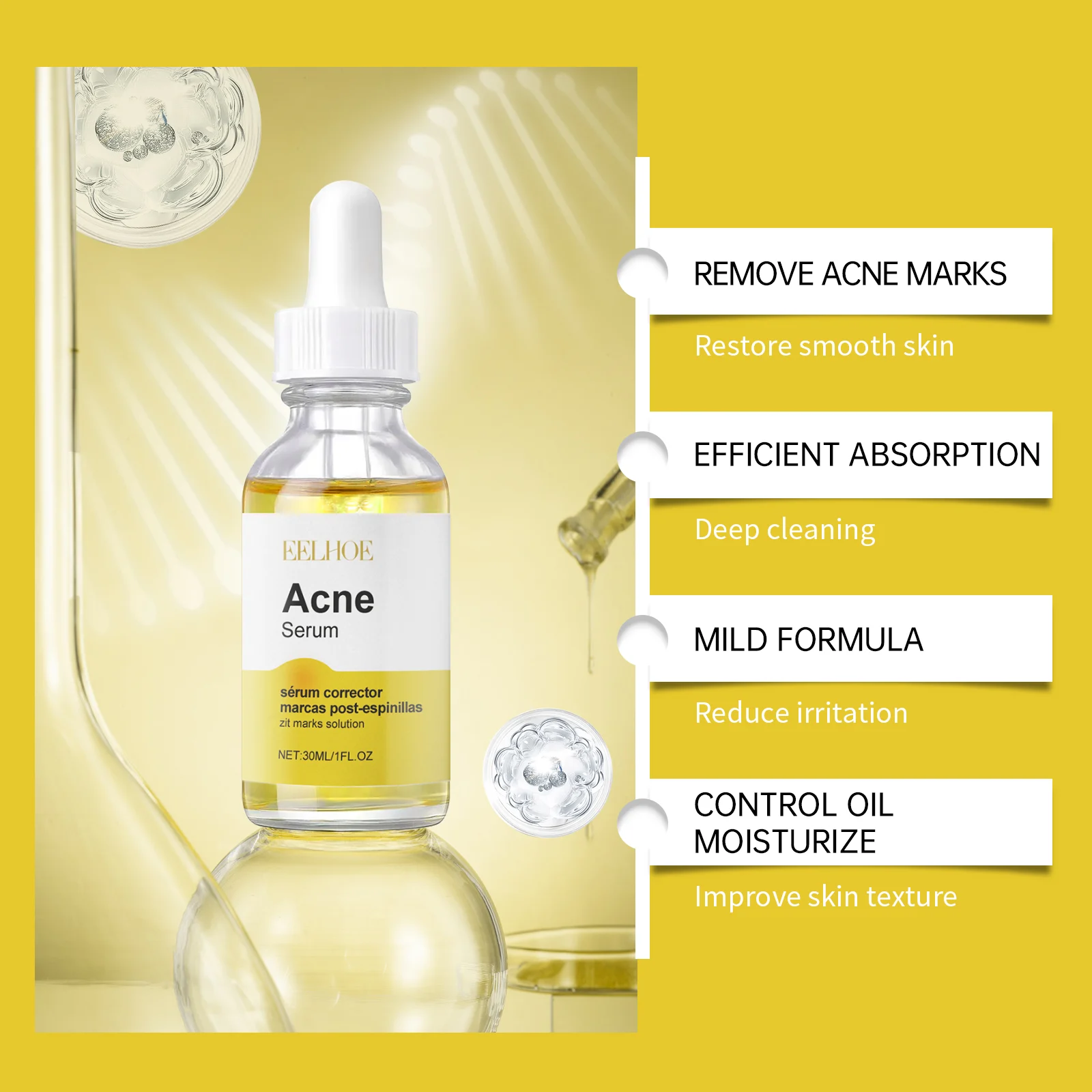 Acne Serum for Face 30ml - Repair Acne Marks, Control Oil, & Clear Skin 5 eelhoe acne serum 30ml cih k3ggm77t desc 5
