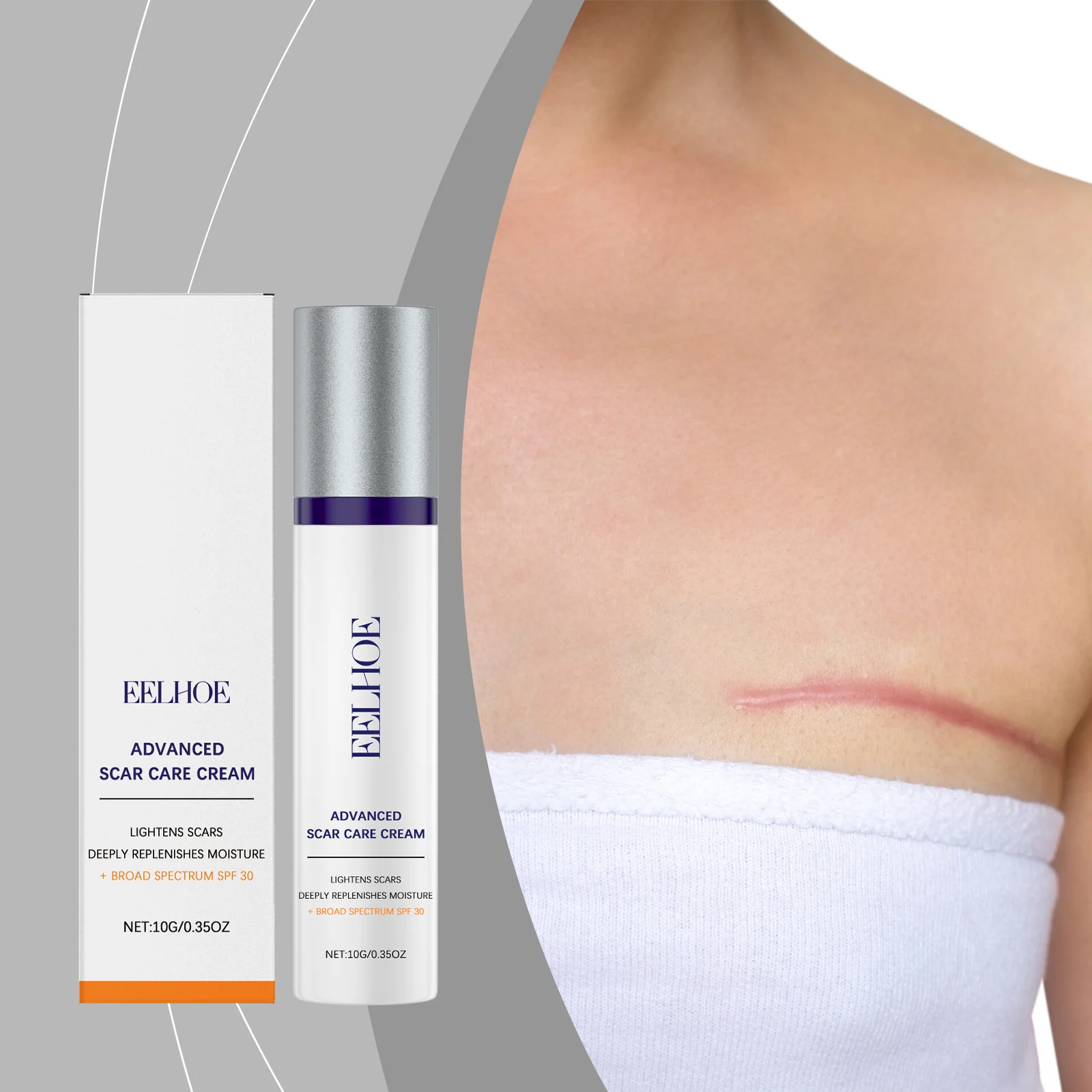 Scar Care Cream SPF 30 for Lightening Scars, Deep Moisturizing, and Skin Repair 2 eelhoe advanced scar care cream spf 30 10g der 4yeb757r desc 2