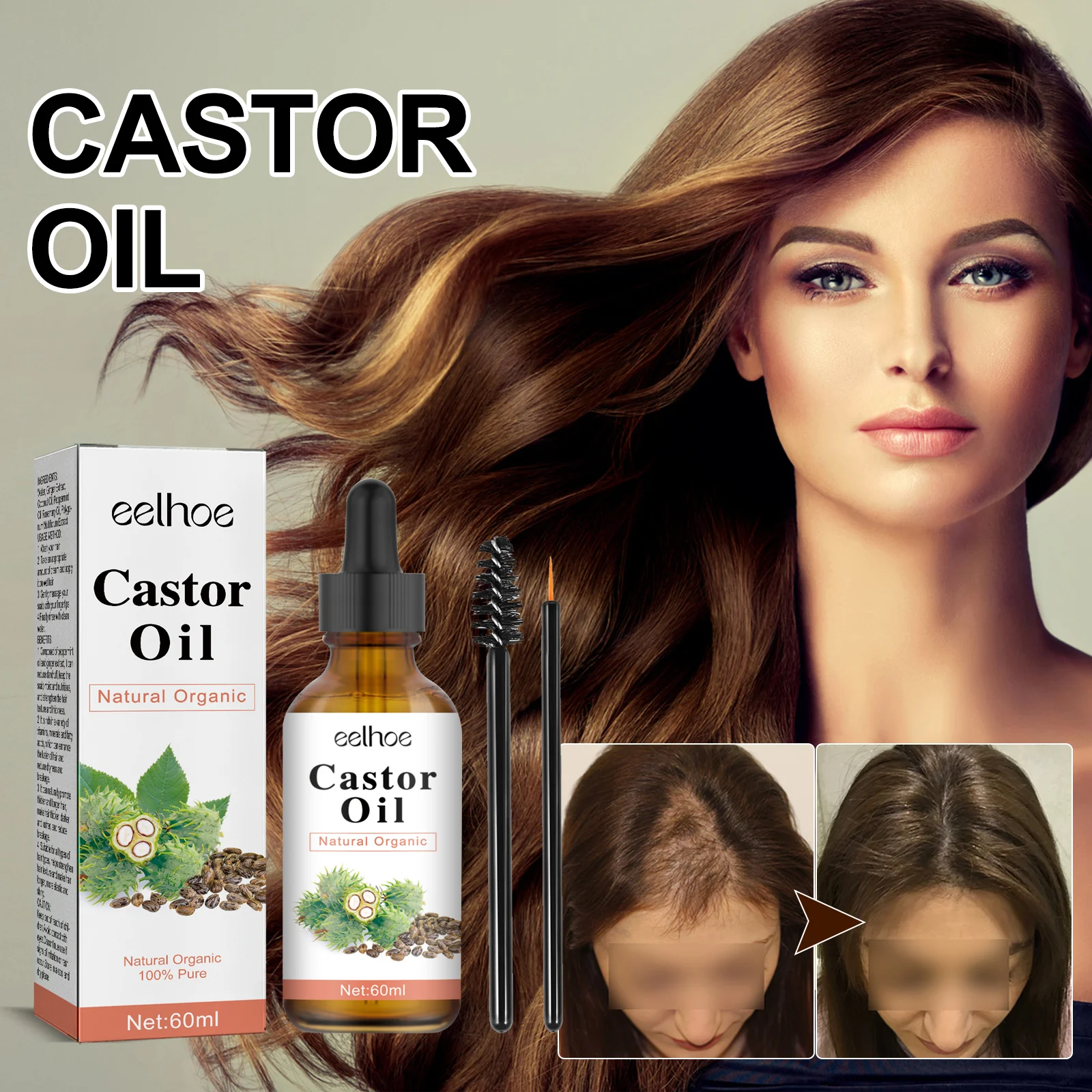 Castor Hair Oil 60ml for Dry, Frizzy Hair Repair & Scalp Nourishment 2 eelhoe castor hair oil 60ml cih gmdq5btn desc 2
