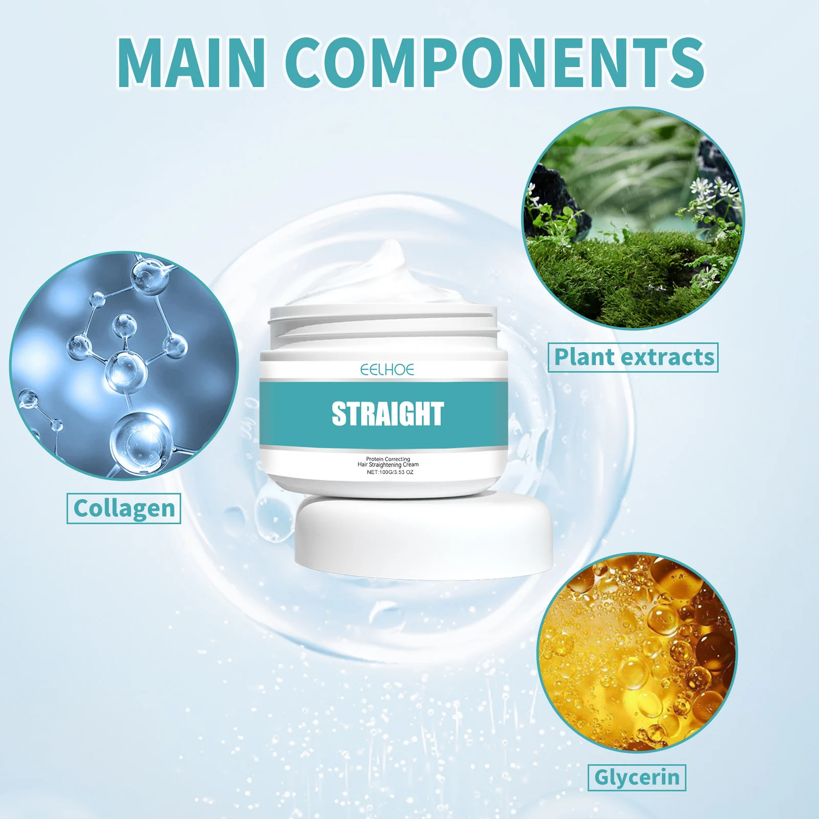 Collagen Hair Straightening Cream 100g - Repair Damaged Hair, Smooth Frizz & Split Ends Without Heat 3 eelhoe collagen hair straightening cream 100g cih 9q6dwjt7 desc 3