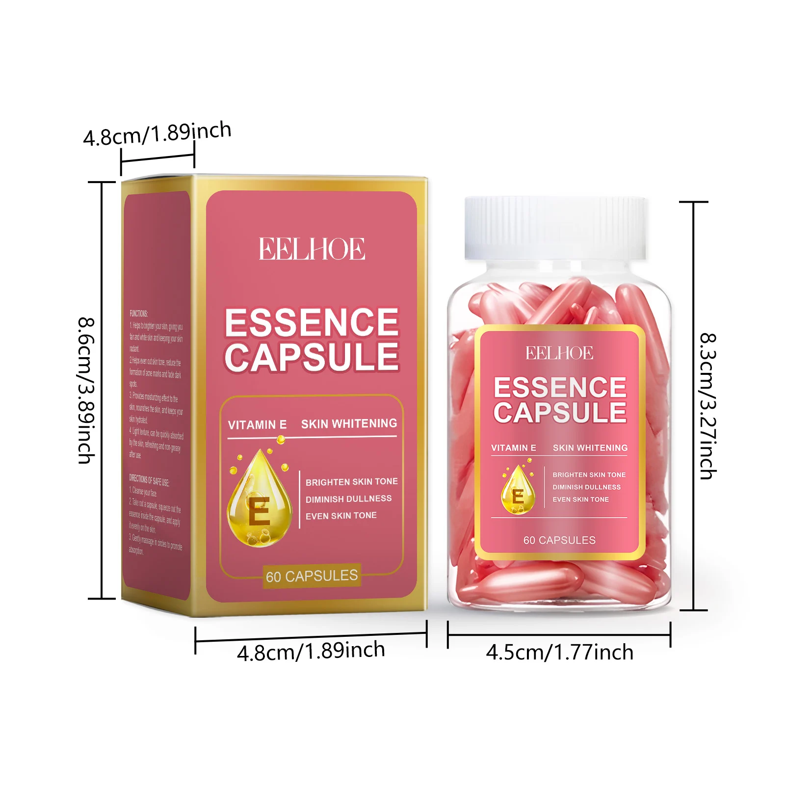 Face Capsule Serum for Brightening and Hydration with Vitamin C & E, 60 Capsules 1 eelhoe face capsule serum vitamin c e 60 capsules cih 52k3aerq desc 1