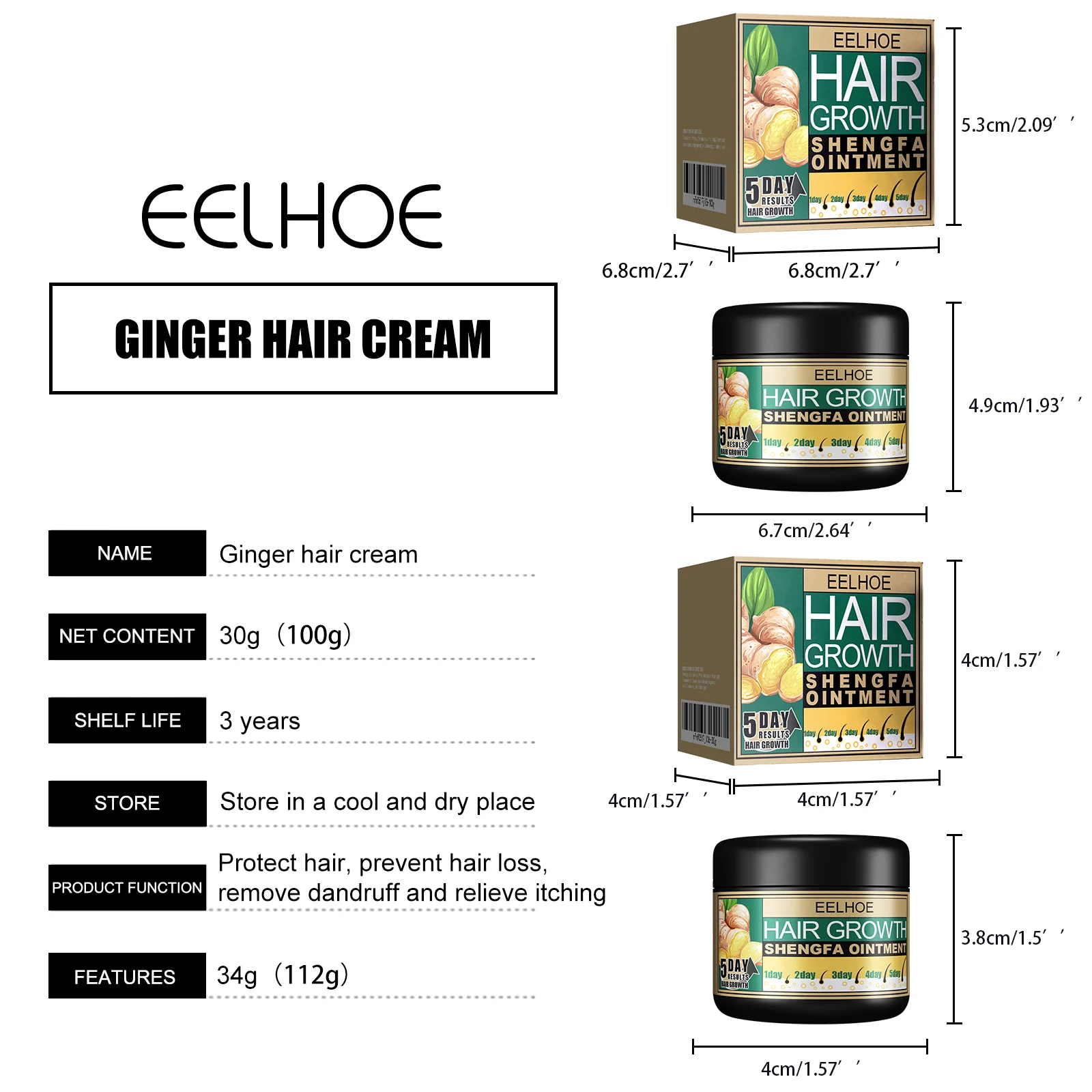 Ginger Hair Cream - Prevent Hair Loss & Nourish Scalp - 100g Hair Growth Treatment 1 eelhoe ginger hair cream 100g hair growth treatment cih 3yddqcd8 desc 1