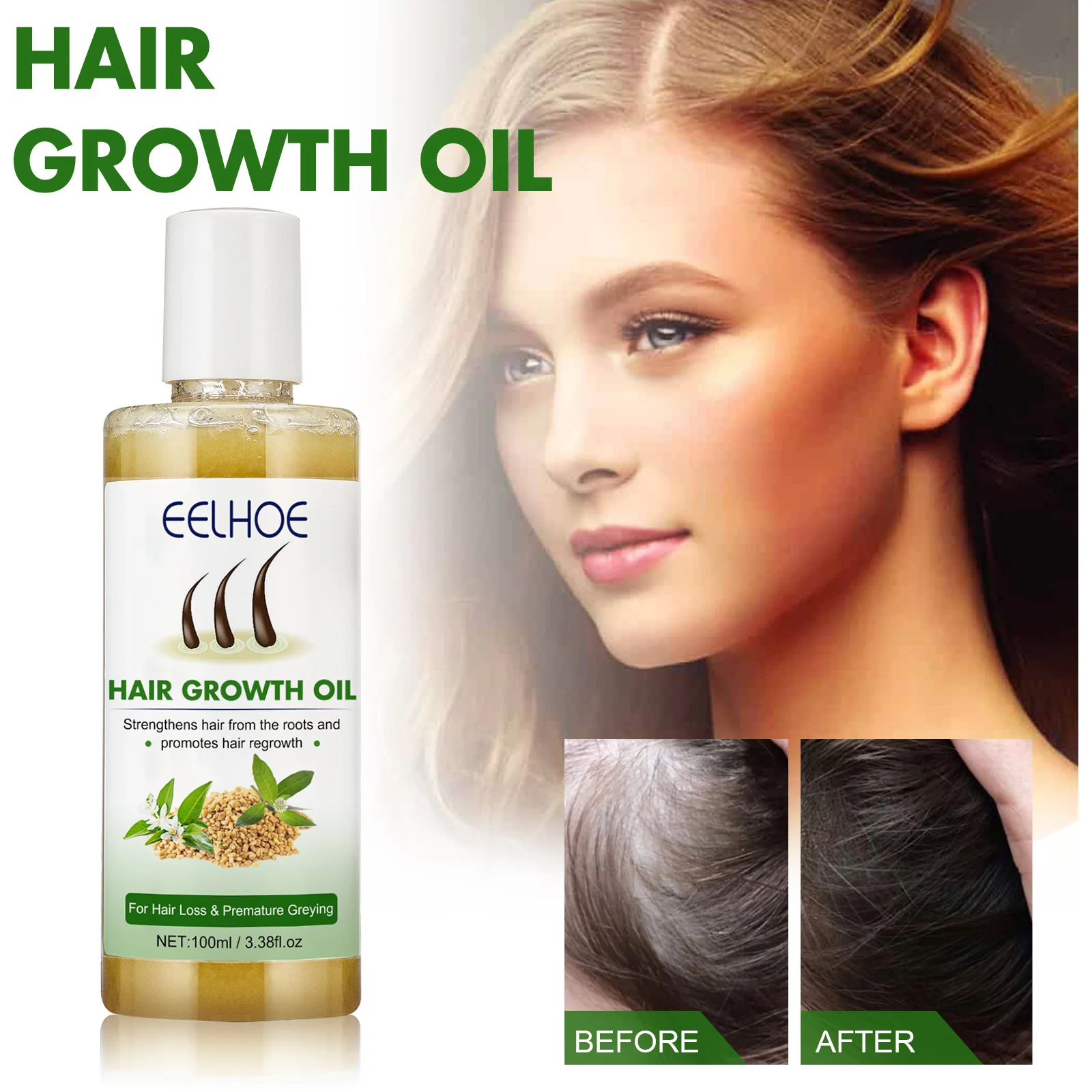 Hair Growth Oil 100ml Strengthens Hair from Roots, Reduces Hair Loss & Premature Greying 1 eelhoe hair growth oil 100ml cih zksjvwx2 desc 1