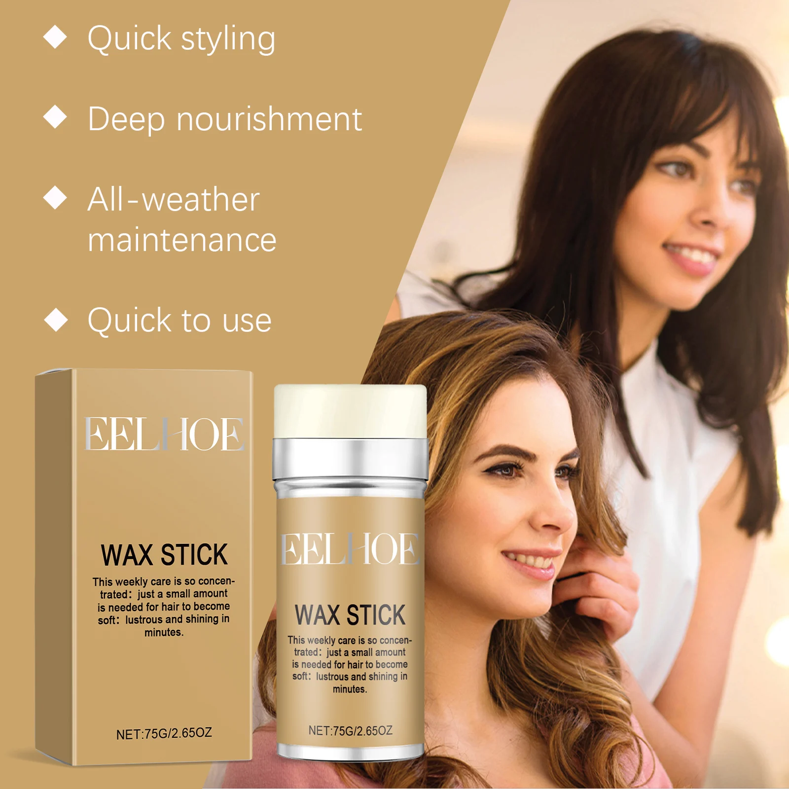 Hair Wax Stick for Men & Women - Quick Styling, Natural Hold, Anti-Frizz, Portable Solid Hair Wax 75g 5 eelhoe hair wax stick solid styling anti frizz 75g cih msssj4by desc 5