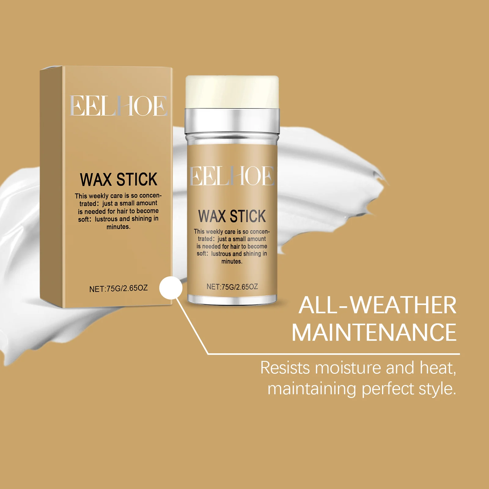 Hair Wax Stick for Men & Women - Quick Styling, Natural Hold, Anti-Frizz, Portable Solid Hair Wax 75g 6 eelhoe hair wax stick solid styling anti frizz 75g cih msssj4by desc 6