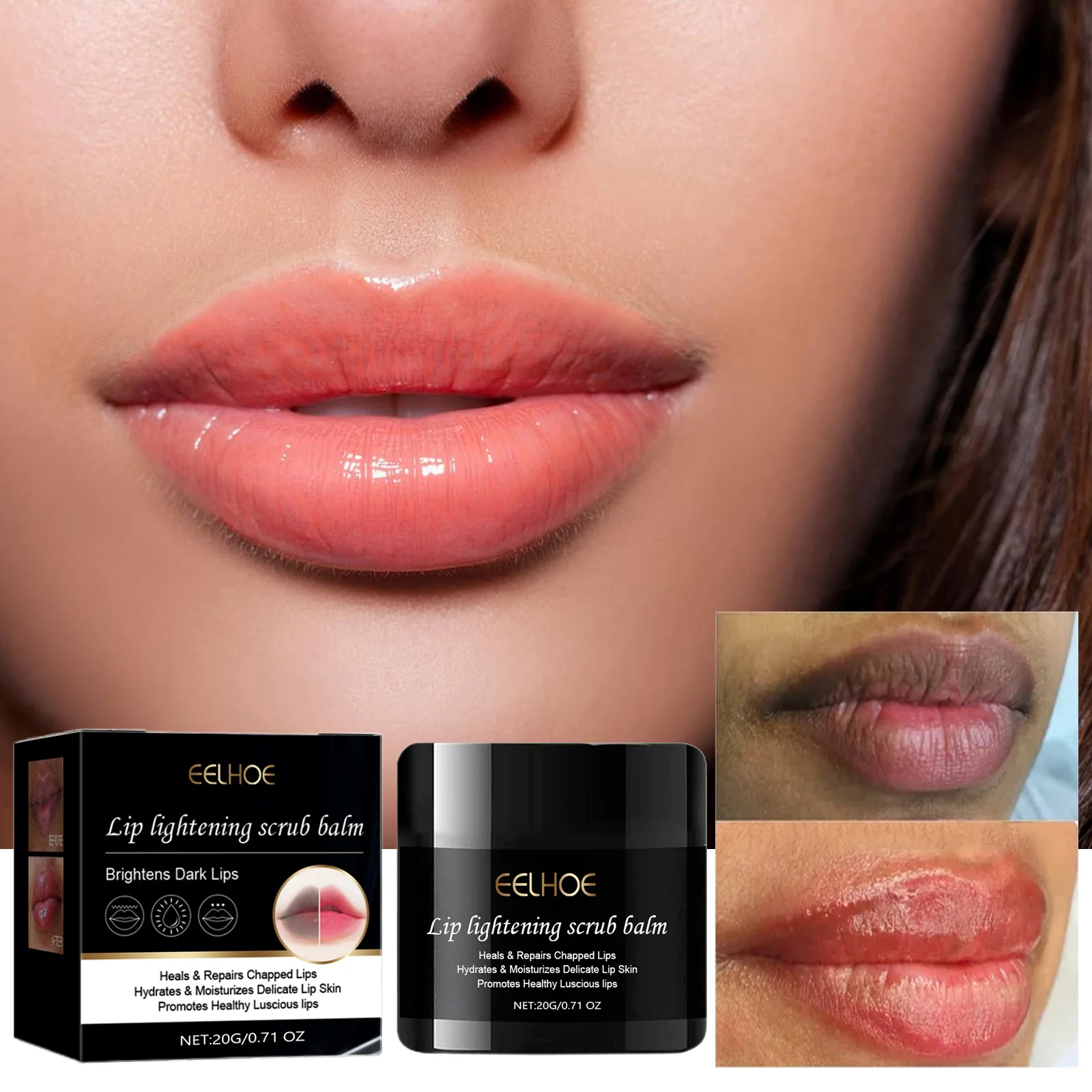 Lip Lightening Scrub Balm 20g Exfoliates Brightens & Hydrates Chapped Lips 2 eelhoe lip lightening scrub balm 20g cih 75pra7q9 desc 2