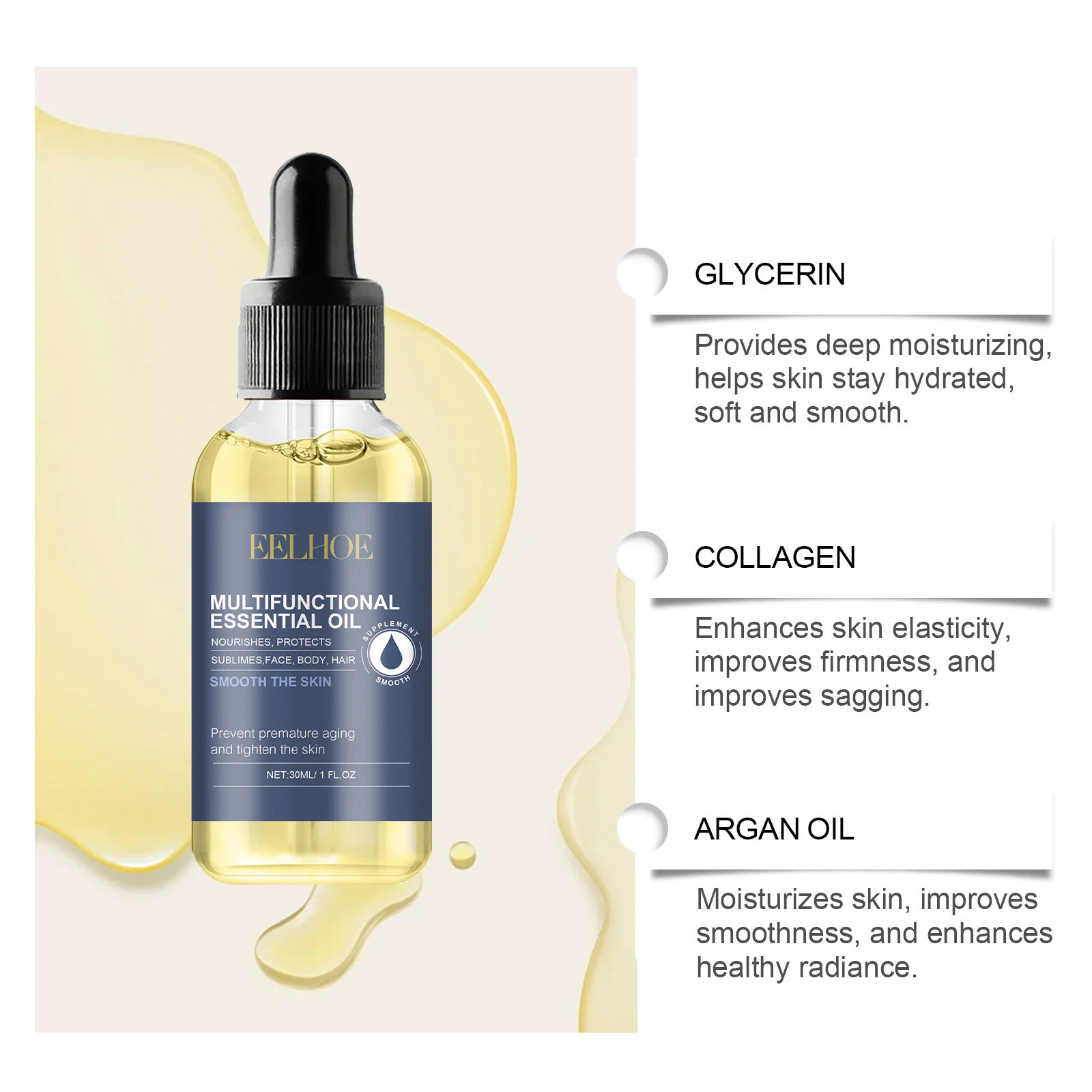 Multifunctional Essential Oil for Face, Body, Hair & Nails - 30ml Nourishing & Moisturizing Serum 7 eelhoe multifunctional essential oil 30ml cih jtxbqx5s desc 7