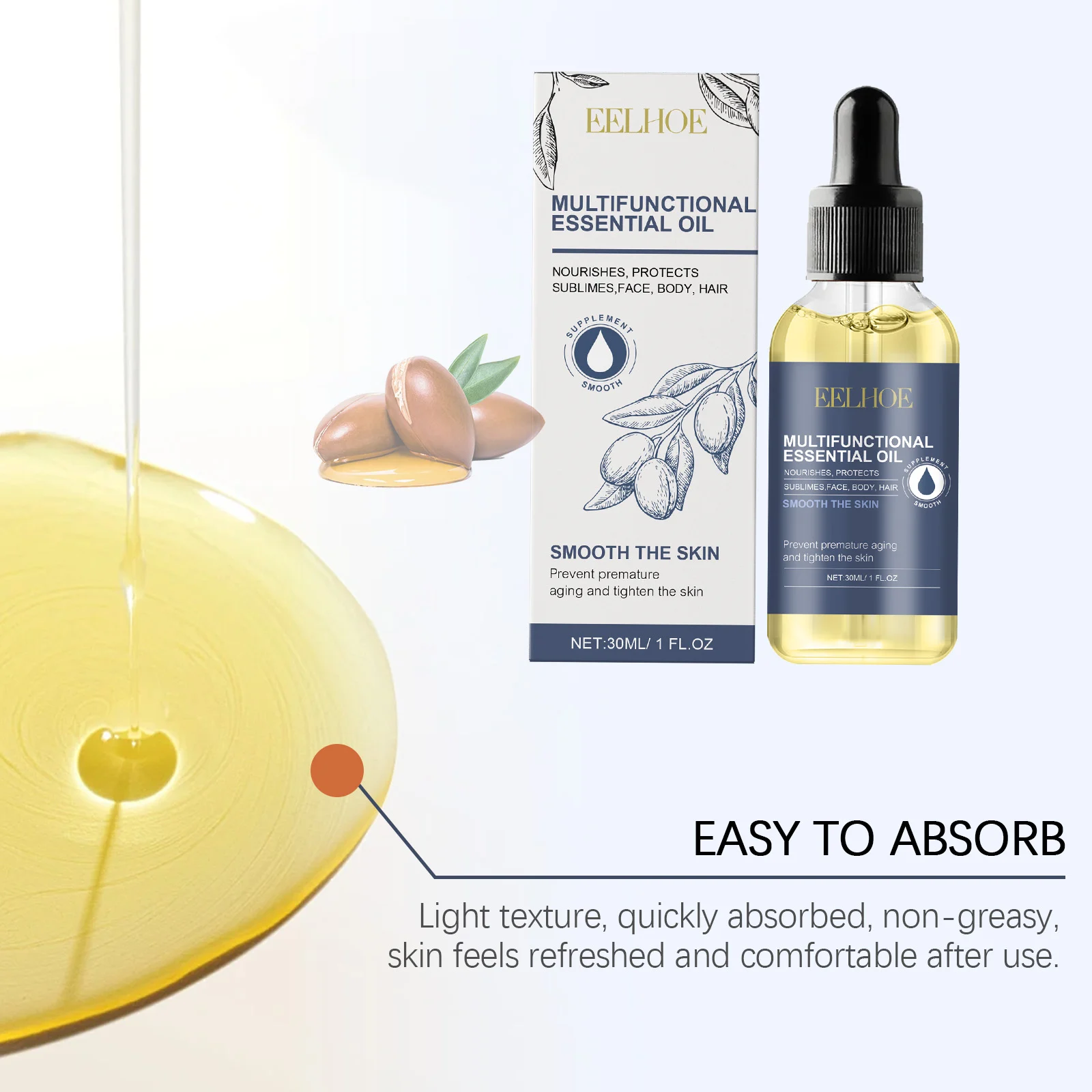 Multifunctional Essential Oil for Face, Body, Hair & Nails - 30ml Nourishing & Moisturizing Serum 8 eelhoe multifunctional essential oil 30ml cih jtxbqx5s desc 8