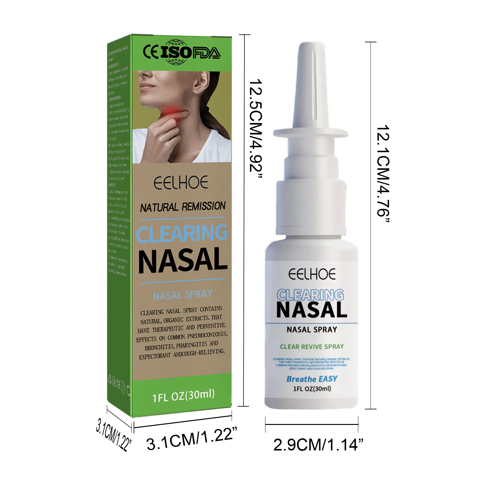 Nasal Spray for Congestion Relief Stop Snoring, Natural Respiratory Support with Witch Hazel & Quercetin, 30ml 1 eelhoe nasal spray congestion relief snoring natural 30ml cih vq7rmvft desc 1