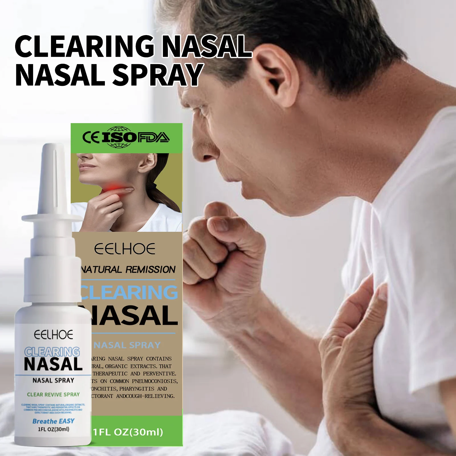 Nasal Spray for Congestion Relief Stop Snoring, Natural Respiratory Support with Witch Hazel & Quercetin, 30ml 2 eelhoe nasal spray congestion relief snoring natural 30ml cih vq7rmvft desc 2